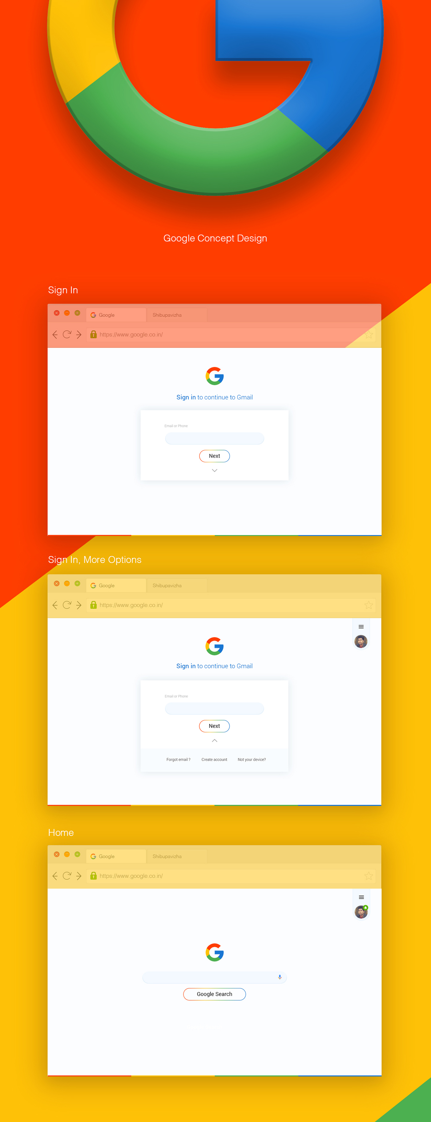 google redesign Google Concept login page Search Page home page ui design brand ux art direction 