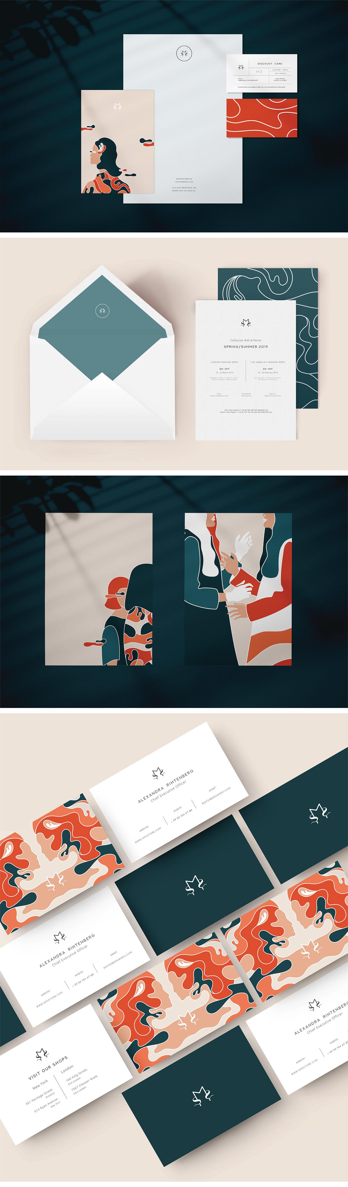 design graphic design  minimal identity modern brand ILLUSTRATION  cards folder branding 
