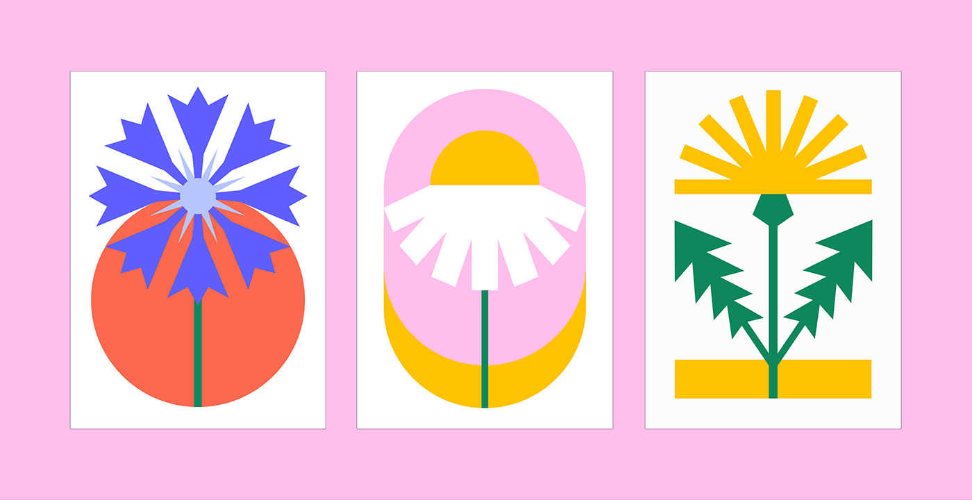 Digital Art  Flowers geometric ILLUSTRATION  Logo Design logos minimal modern simple vector