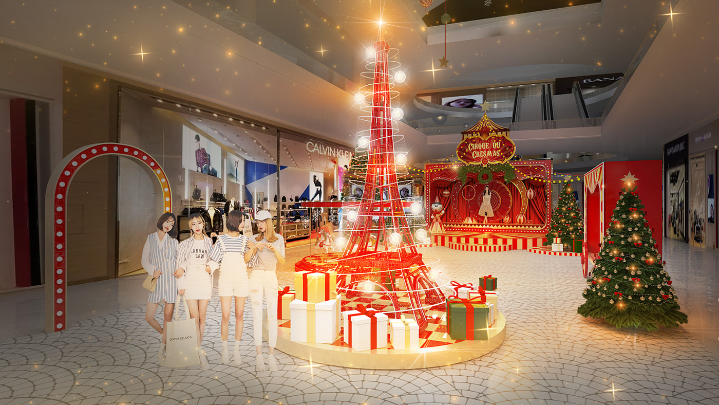 Circus Christmas decormall mall decor Event Stage posm Display Mockup