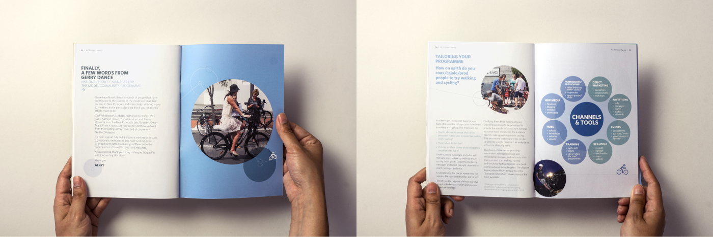 editorial editorial design  nzta Cycling walking design brochure Corporate Design