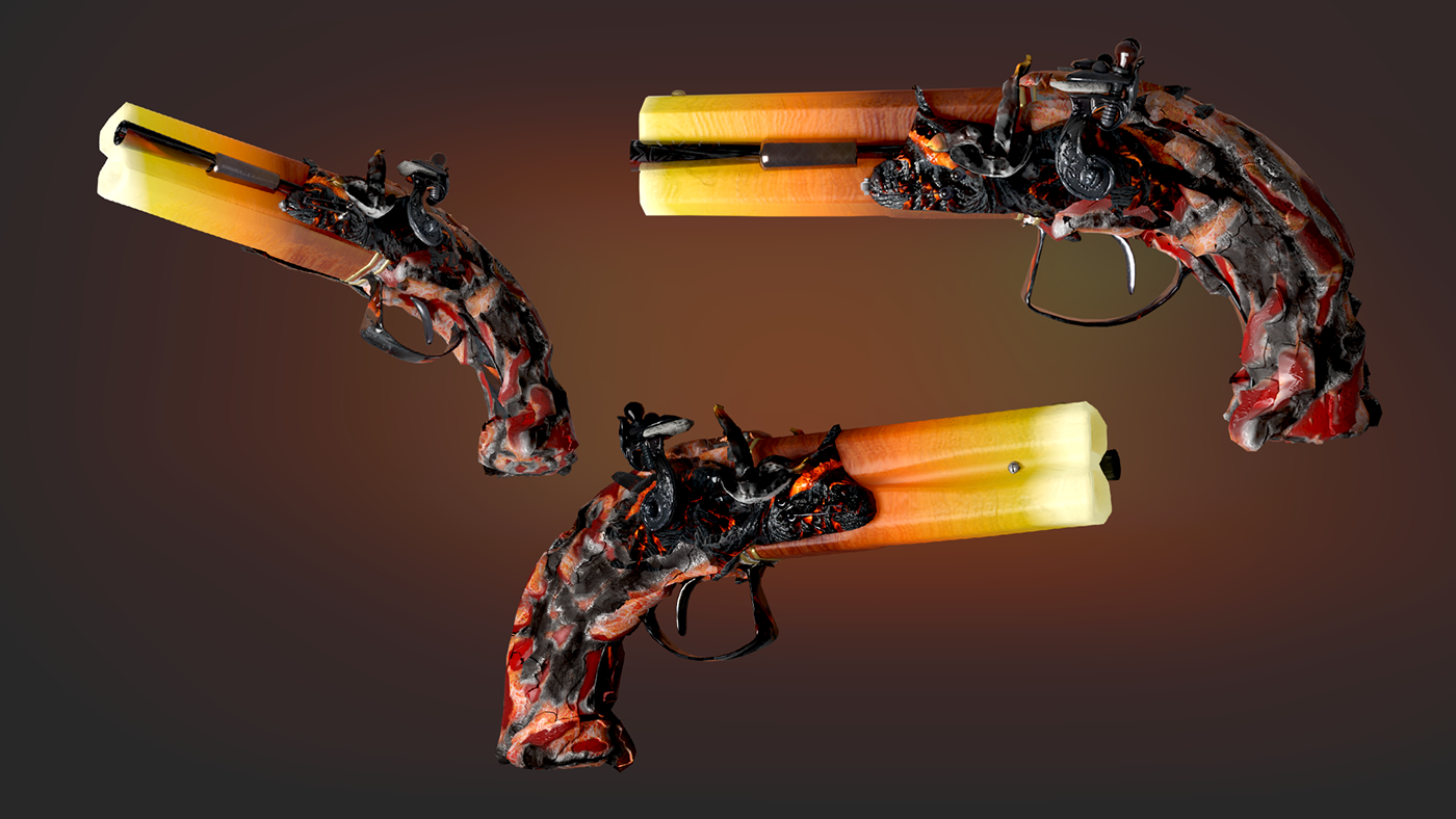 Classic fire guns pistol 3D Render blender 3d modeling game WaterWeapon Skins