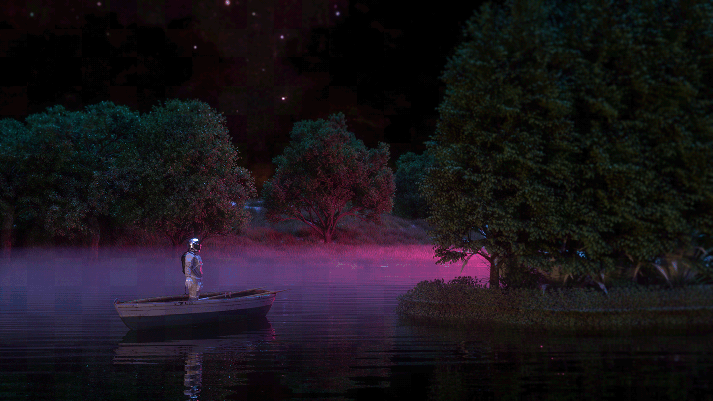 astronaut digitalart fantasy galaxy ILLUSTRATION  landscapedesign river Space  surreal worlddesign