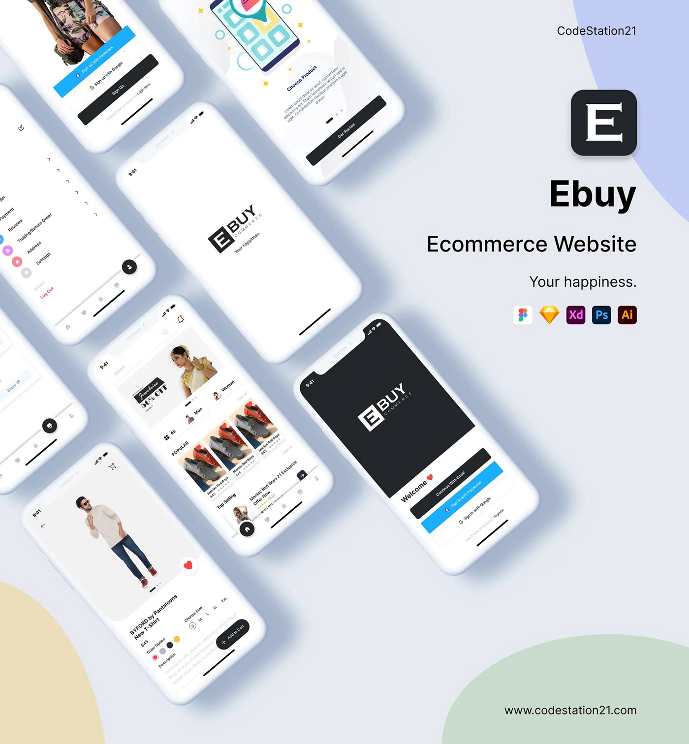Multivendor e-commerce mobile app user interface (UI/UX) build using Figma for Android and ios.