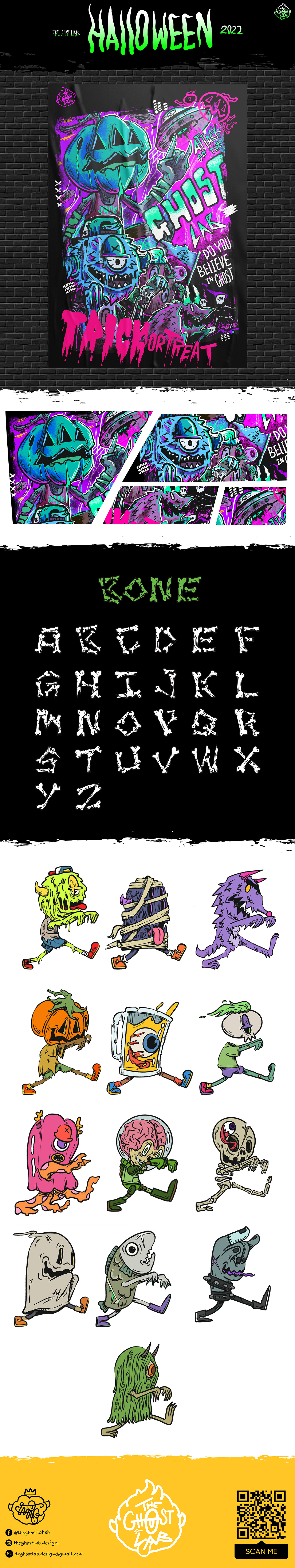 Character design  digital illustration FluffyDude font design Halloween monster Poster Design Procreate theghostlab toy design 