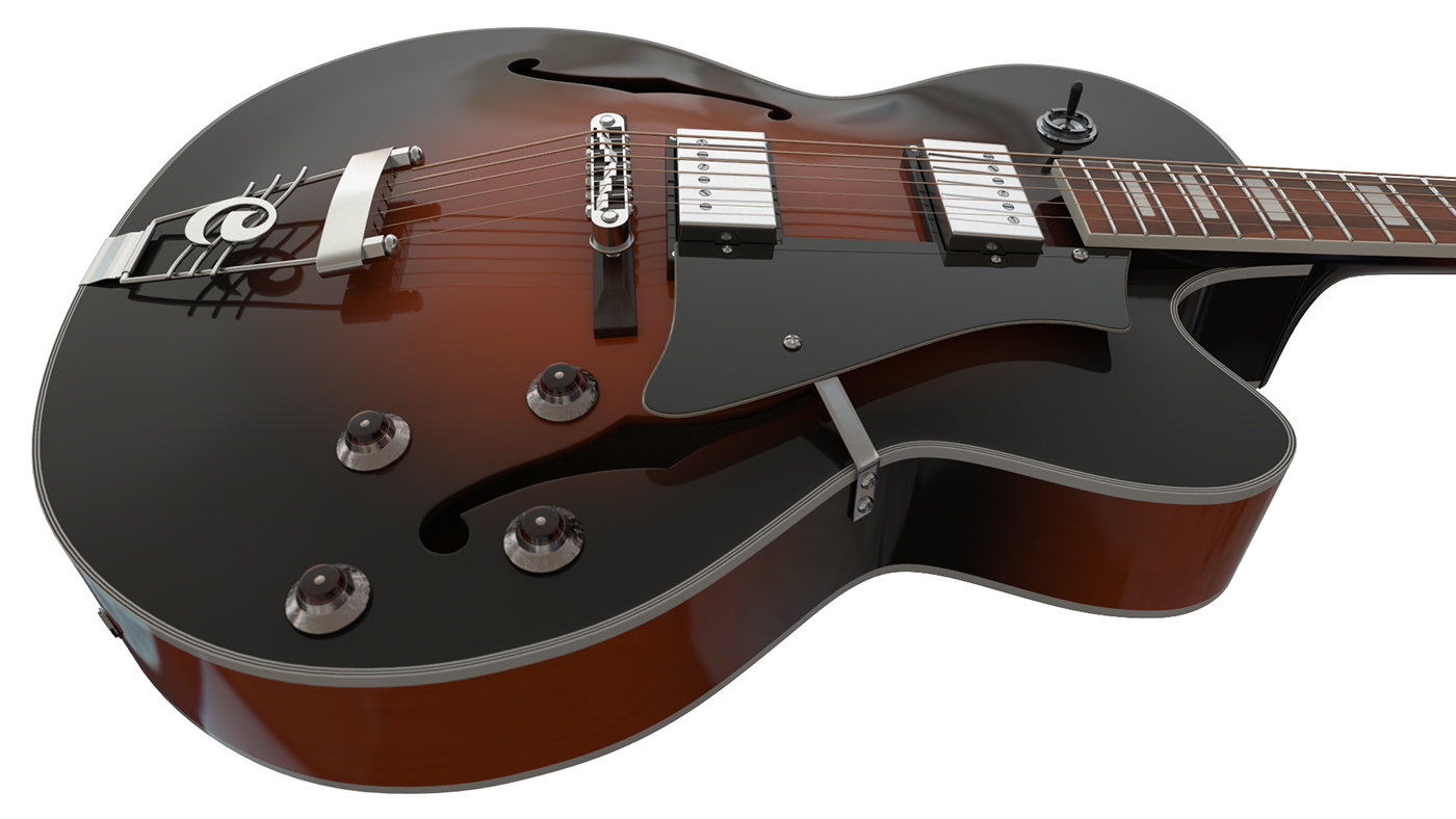 3d modeling cinema 4d guitar Render visualization