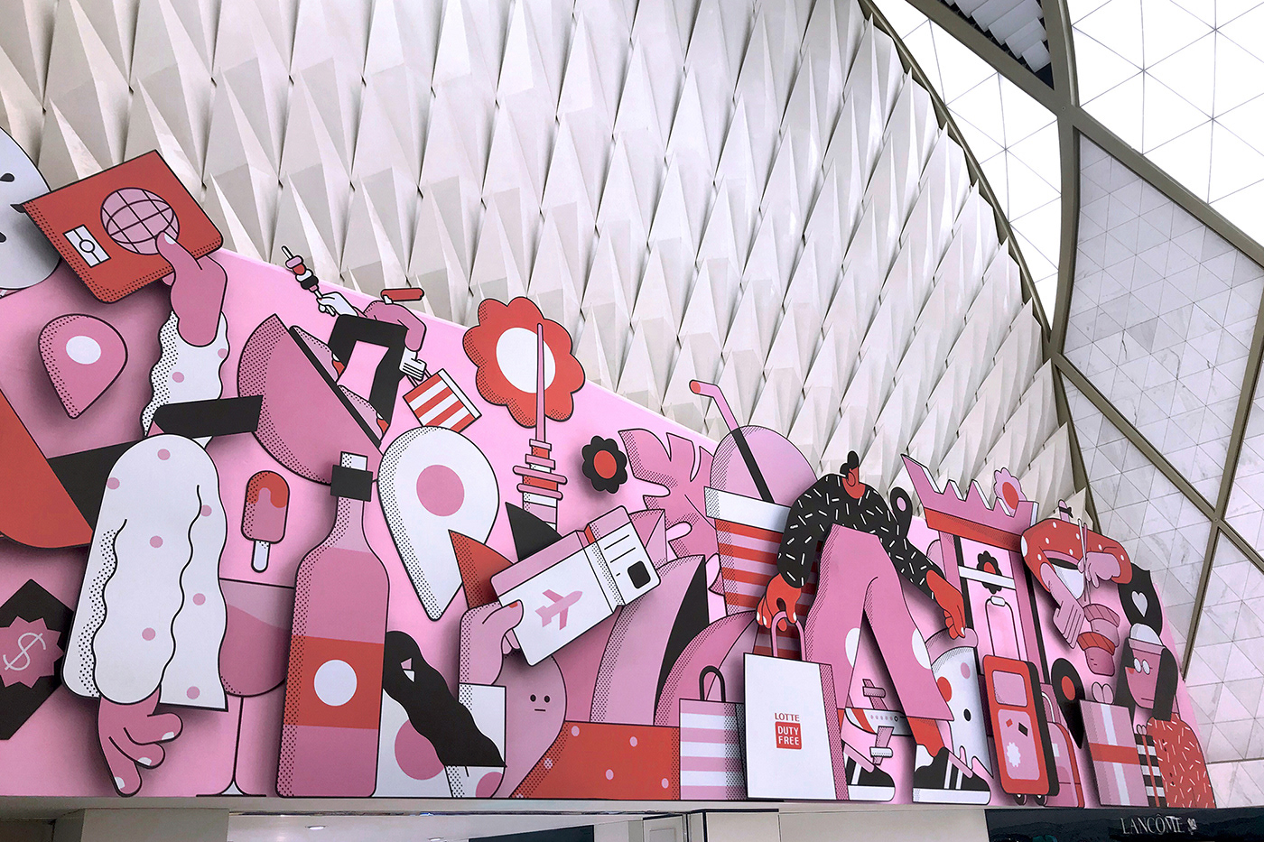 ILLUSTRATION  graphic design  tist ana duje spring Character pink trip spatial installation