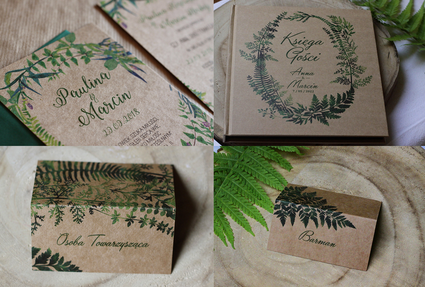 forest wedding invitation weding poster visual identity brand print ferns