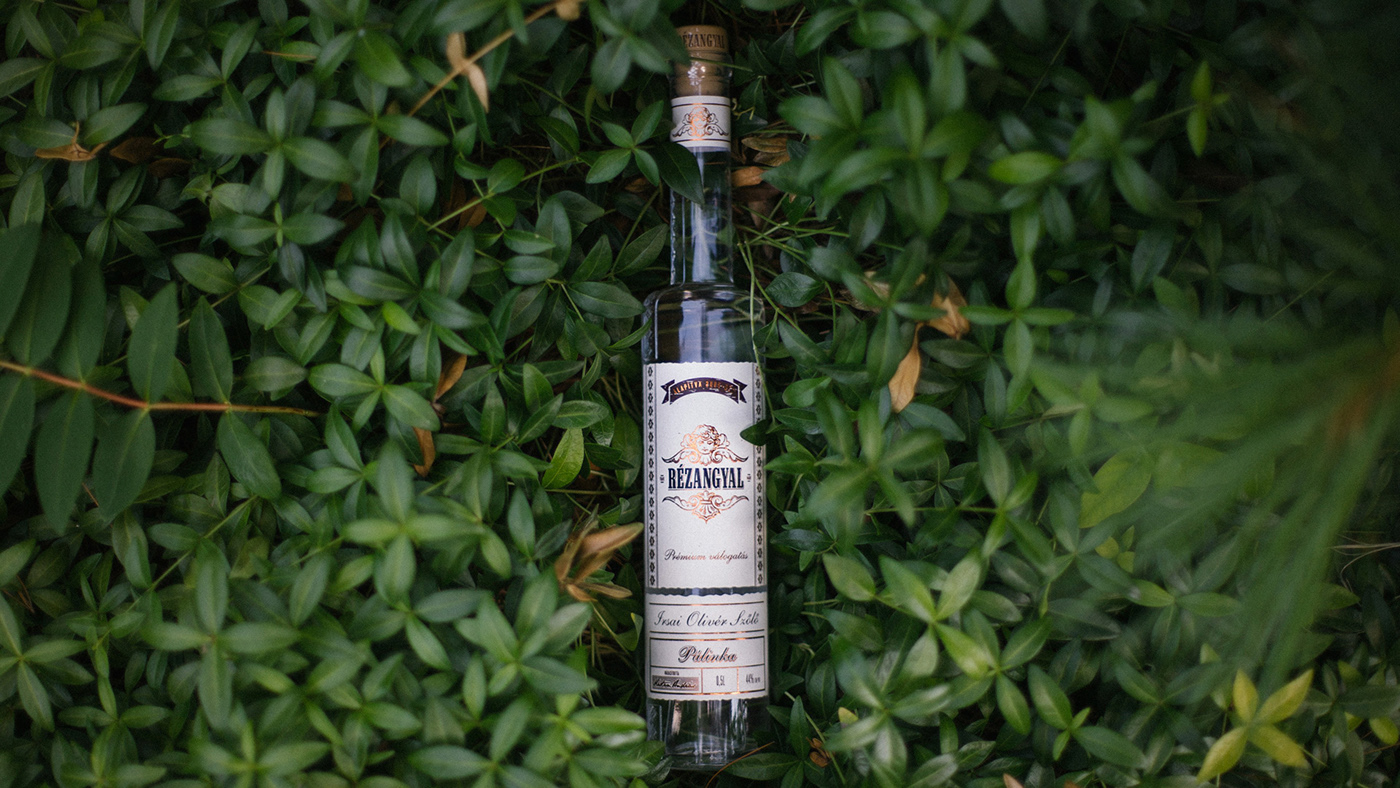 Rézangyal package bottle Label Brandy alcohol drink Bevrages spirit pálinka