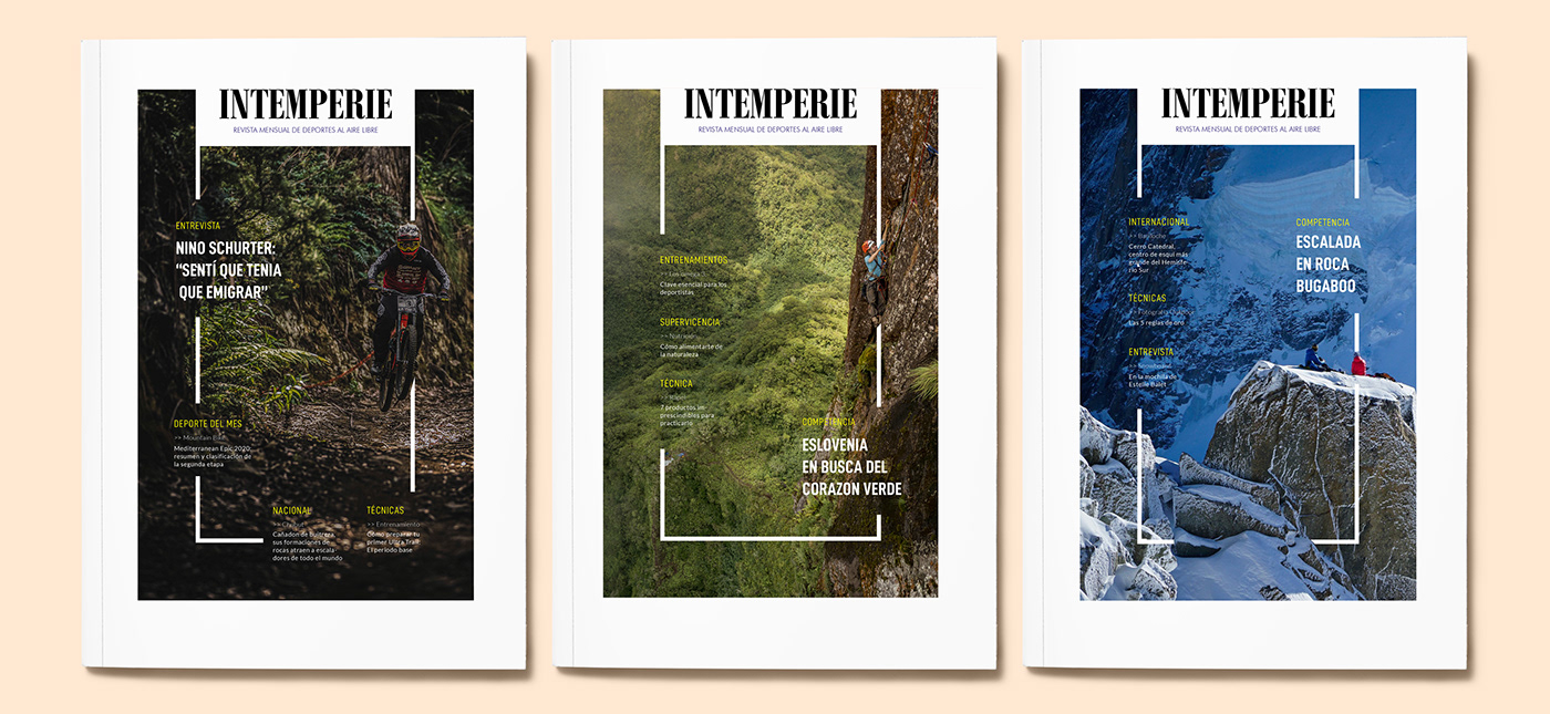 deporte editorial InDesign montañismo revista magazine tipografia