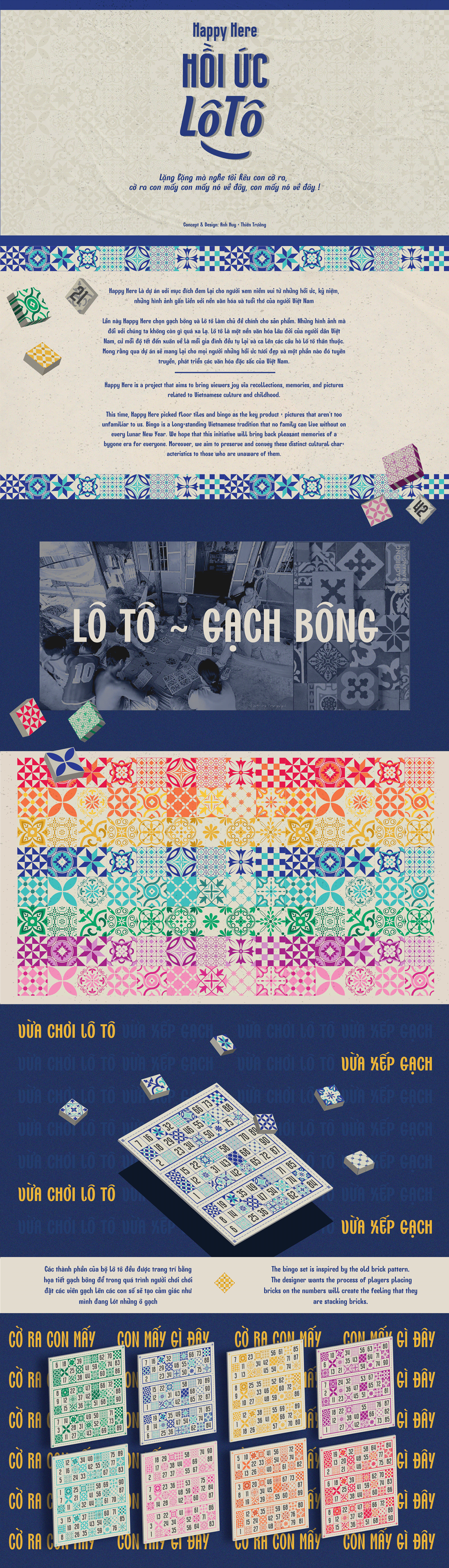 bingo boardgame branding  cement tiles culture gạch bông lô tô Packaging vietnam vietnamese