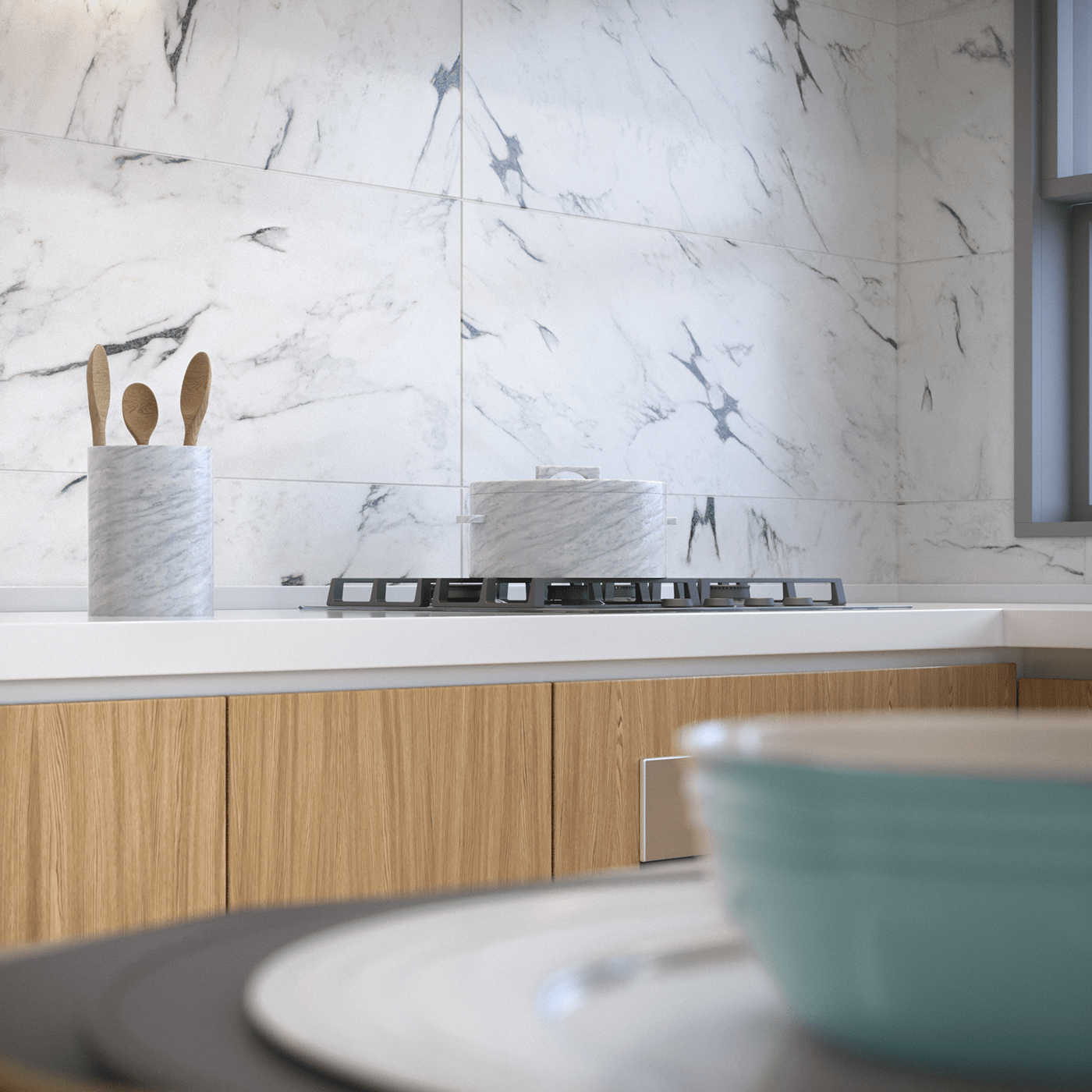 architecture clean contemporary elegant interior design  kitchen kitchen design visualization