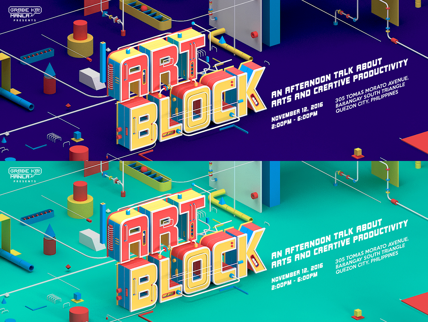 art block ARTBLOCK typography   3D toy animation  3D typography c4d color