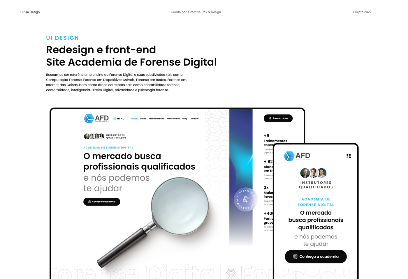 Redesign do projeto Site Academia de Forense Digital