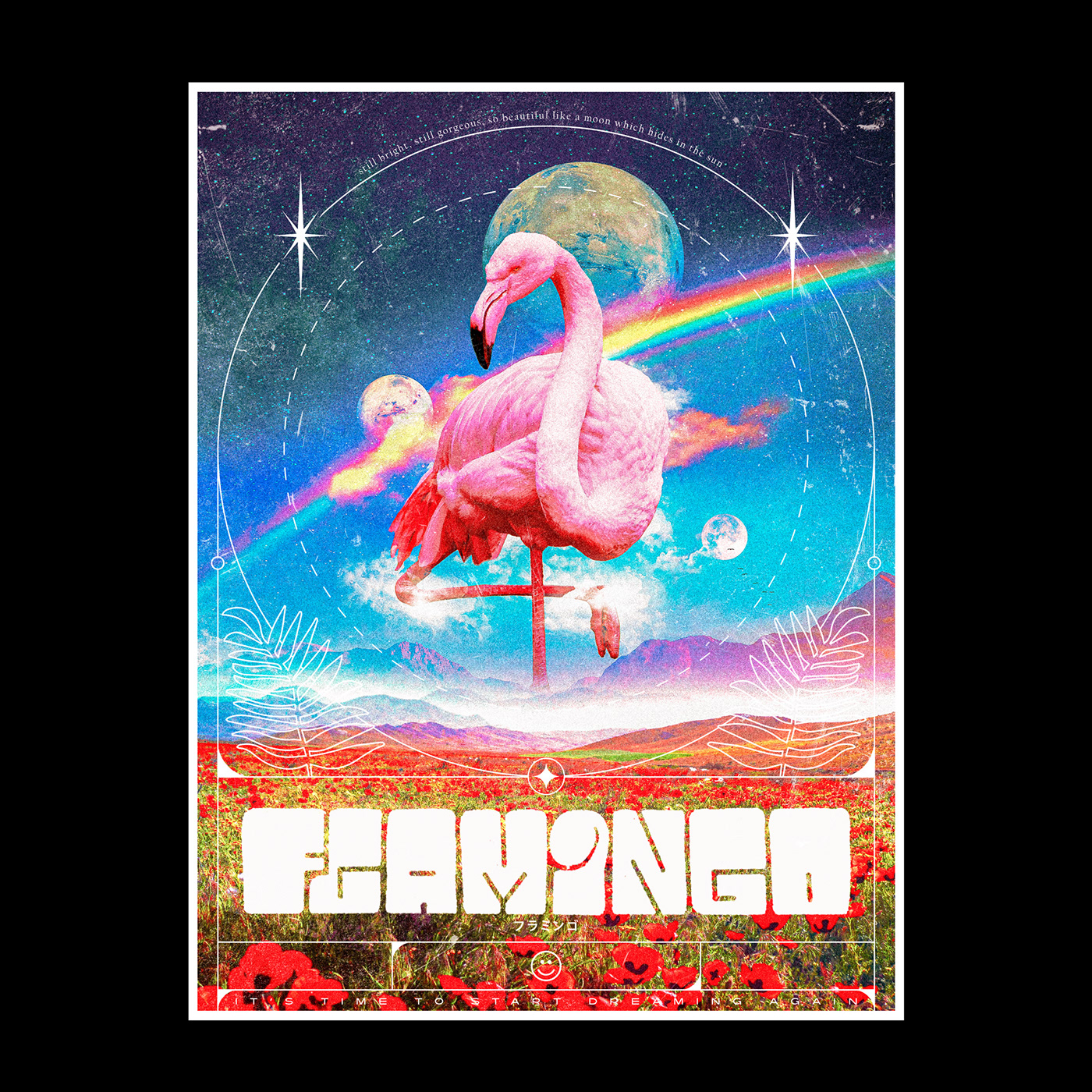Aesthetic design poster flamingo