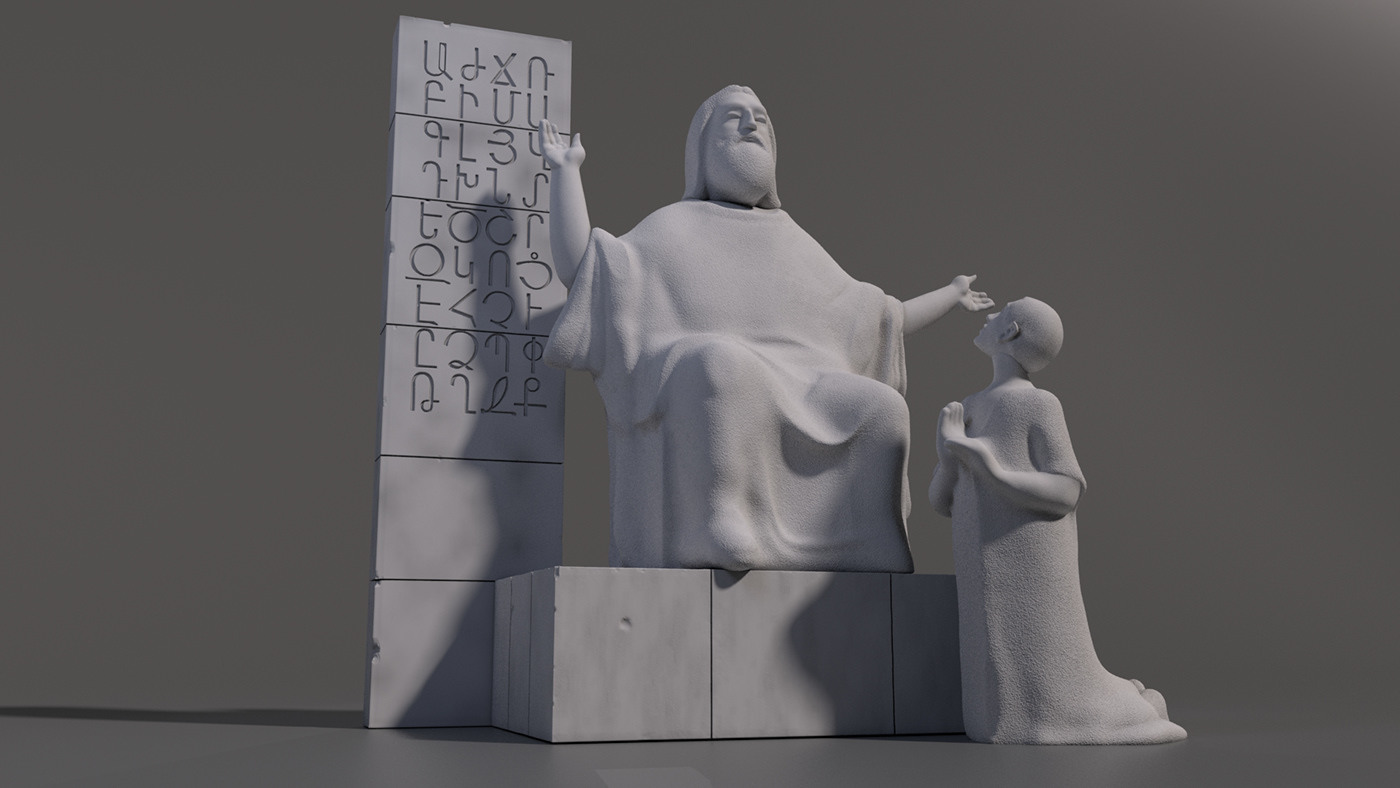 Armenia arnold CG CG modeling CG Sculpt Maya Render statue stone Zbrush