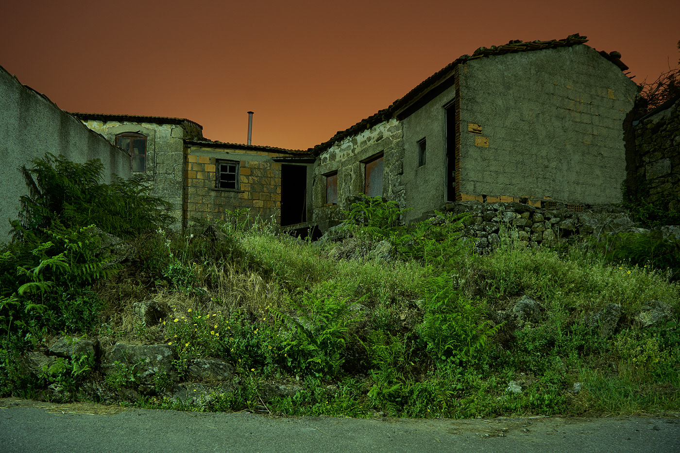 rural Landscape night fog contemporary Fine Arts  Portugal gloomy village extinct