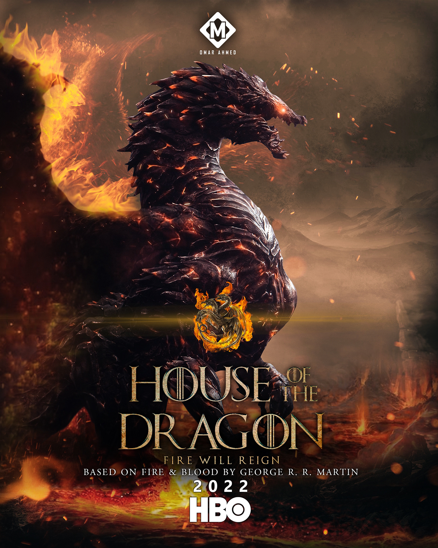 poster design dragon fire House of the Dragon Game of Thrones hbo HBO max photoshop illusion