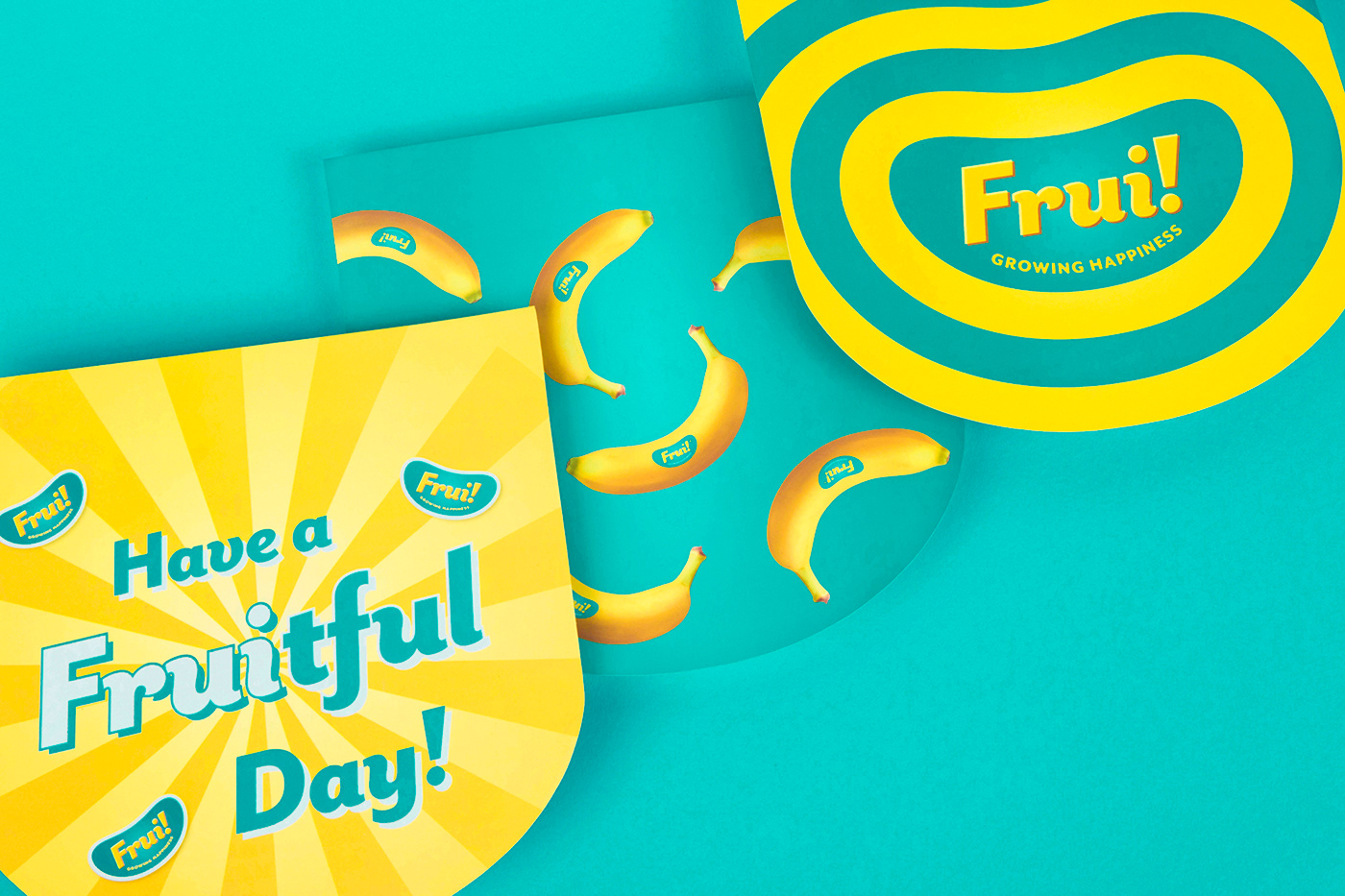 banana Fruit yellow enjoy cyan Cavendish logo branding  Packaging Duotone