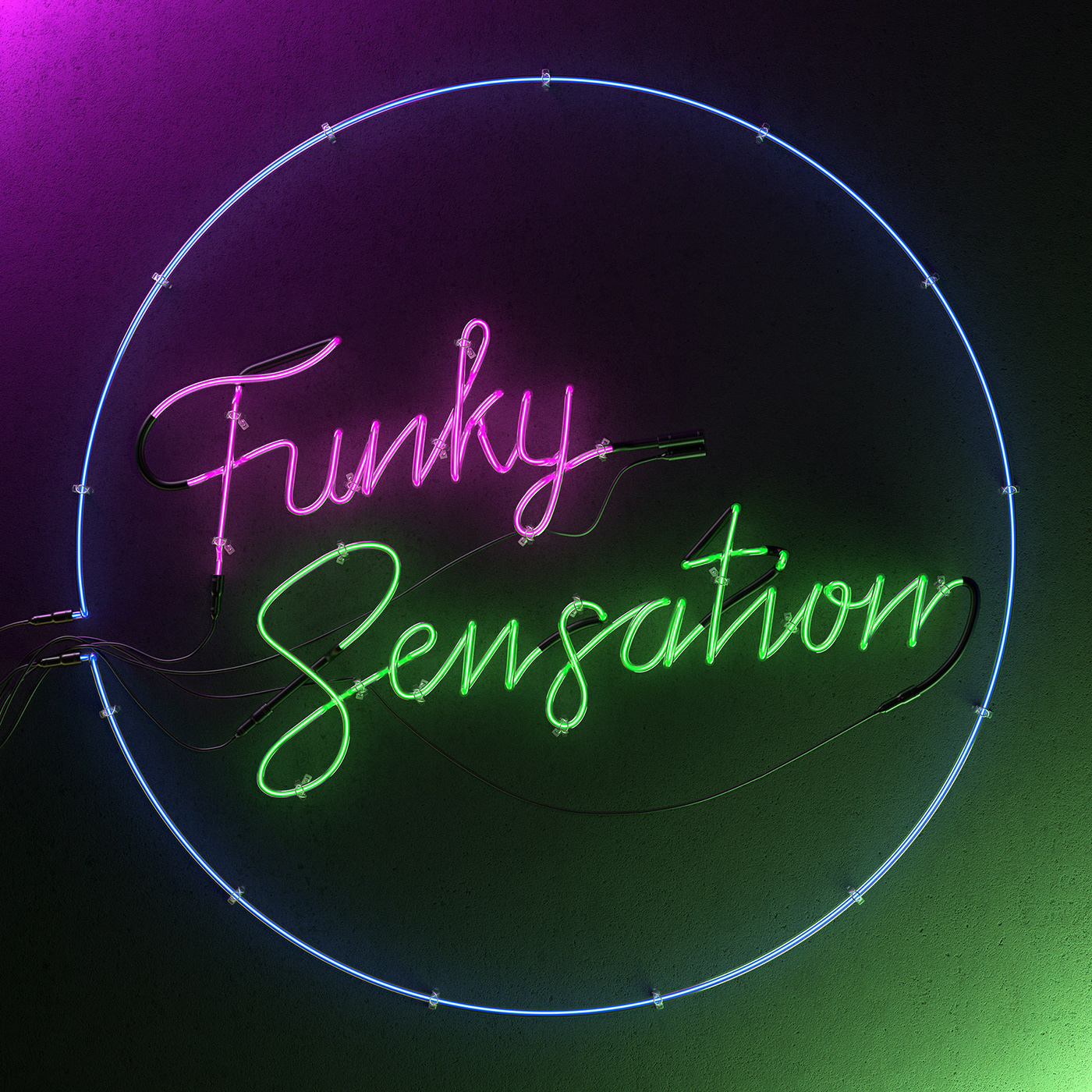 funky light music neon sign typography   CGI
