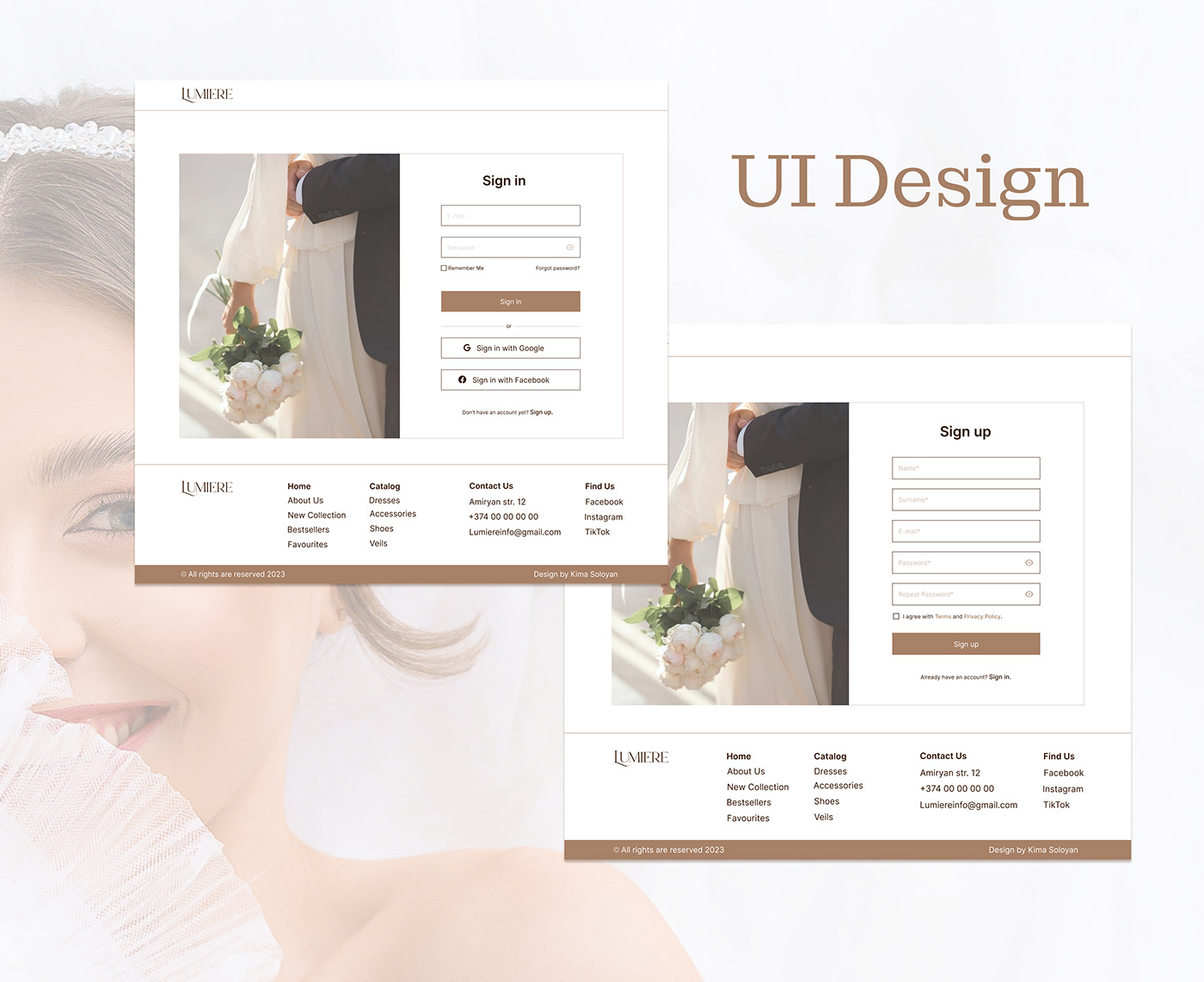 WEDDING DRESS bride e-commerce Website ui design UI/UX design brand identity branding  logo