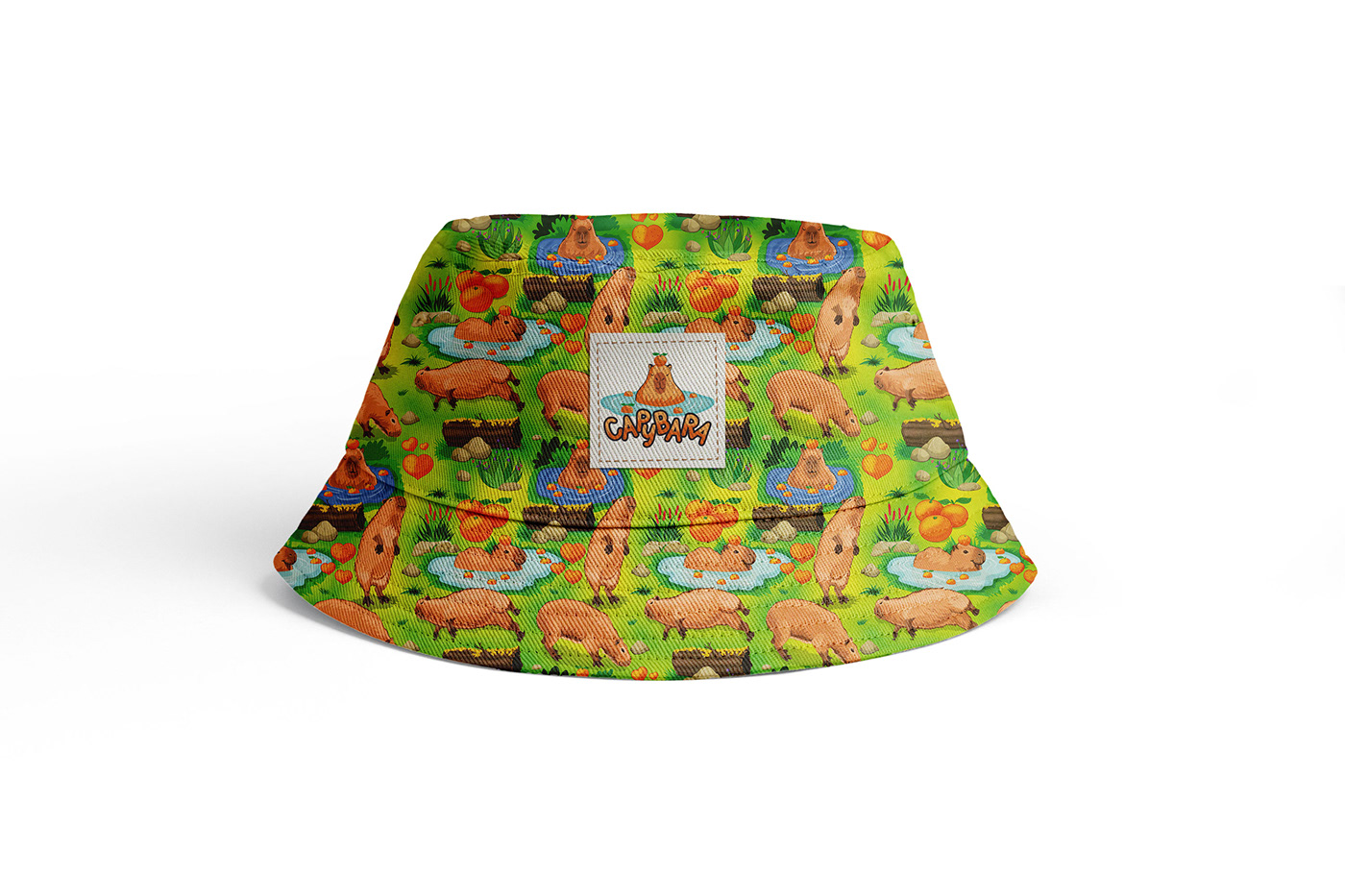 fabric pattern design capybara animals clothes tshirt hat ILLUSTRATION  Colourful 