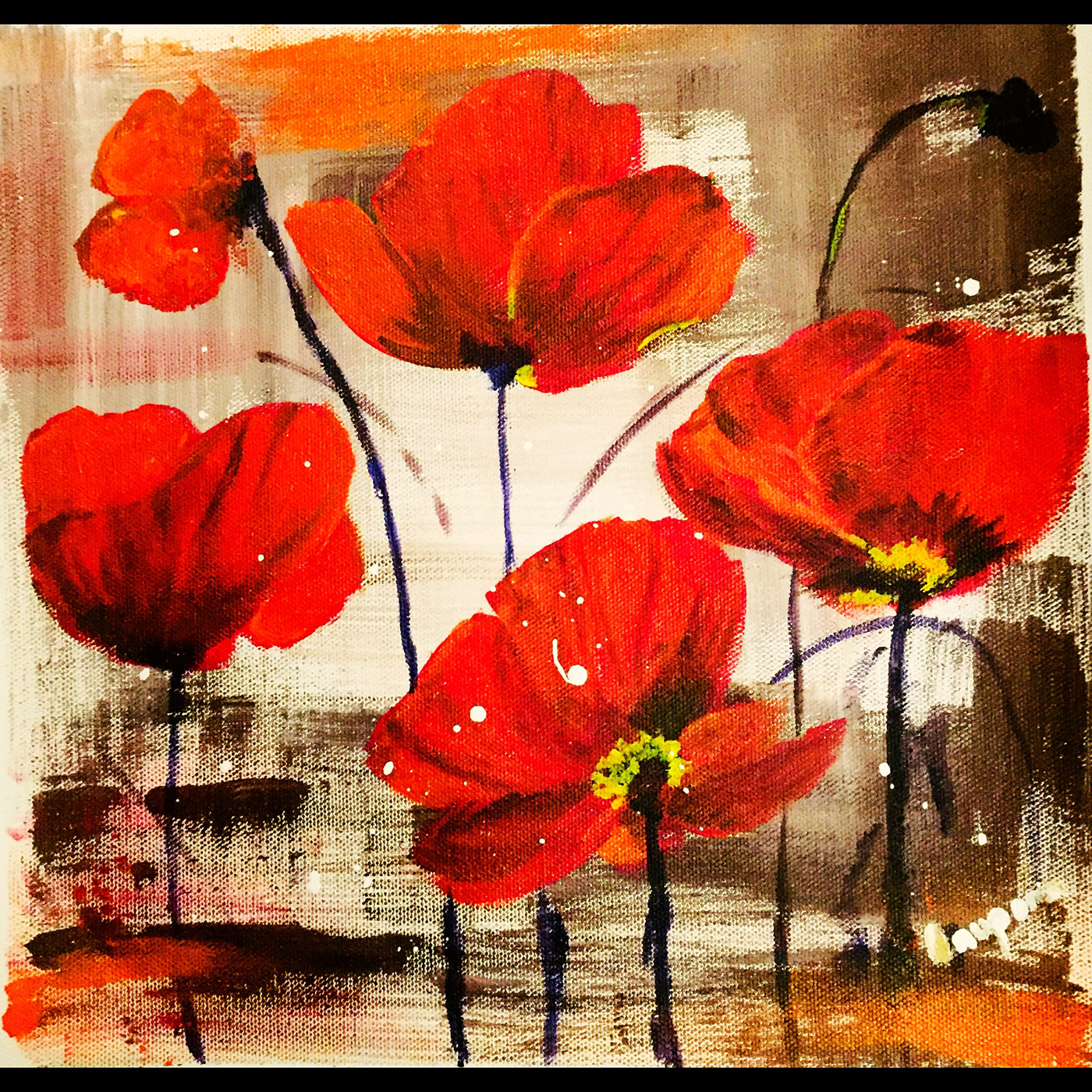 abstract artwork vibrant painting   Original Flowers colours