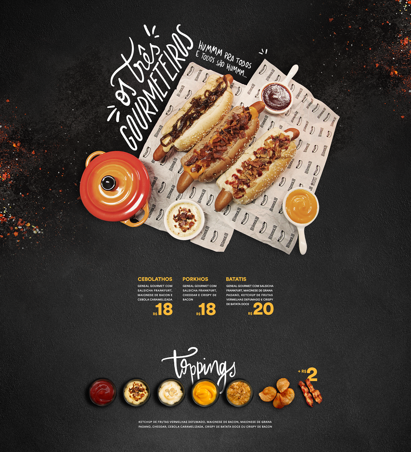 Geneal hotdog sauce molhos ketchup rótulo Label cardápio menu lettering