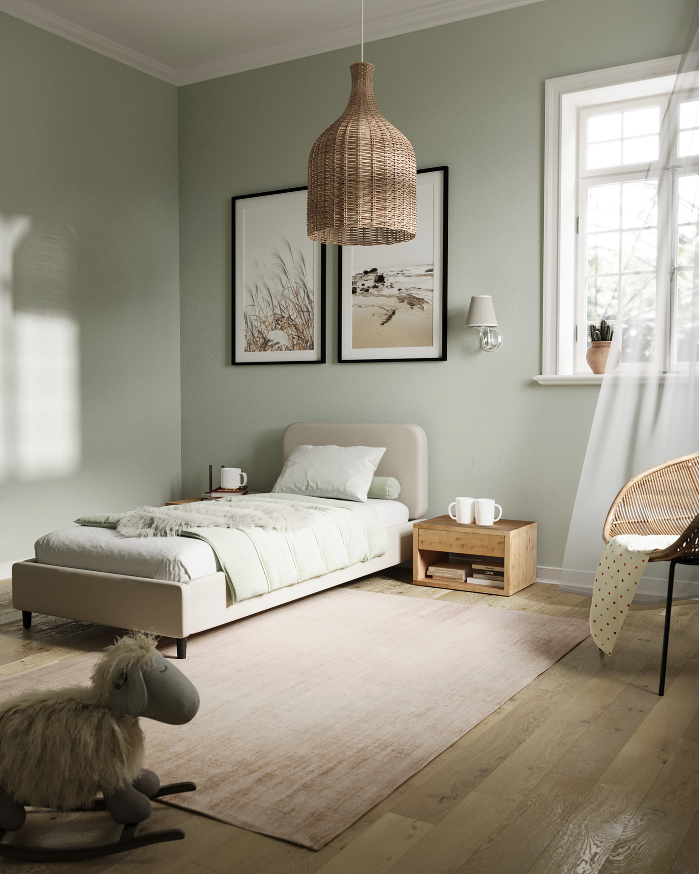 furniture design  visualization archviz interior design  Render modern bedroom kids room Nightstand