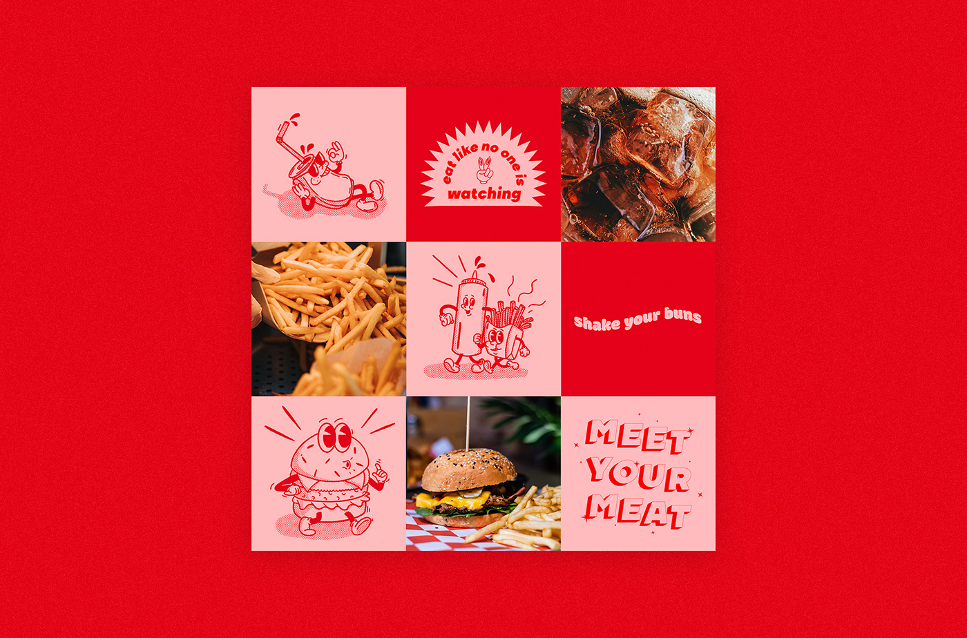 burger food illustrations ILLUSTRATION  restaurant stickers Street Food Fast food gastro illustration set meat