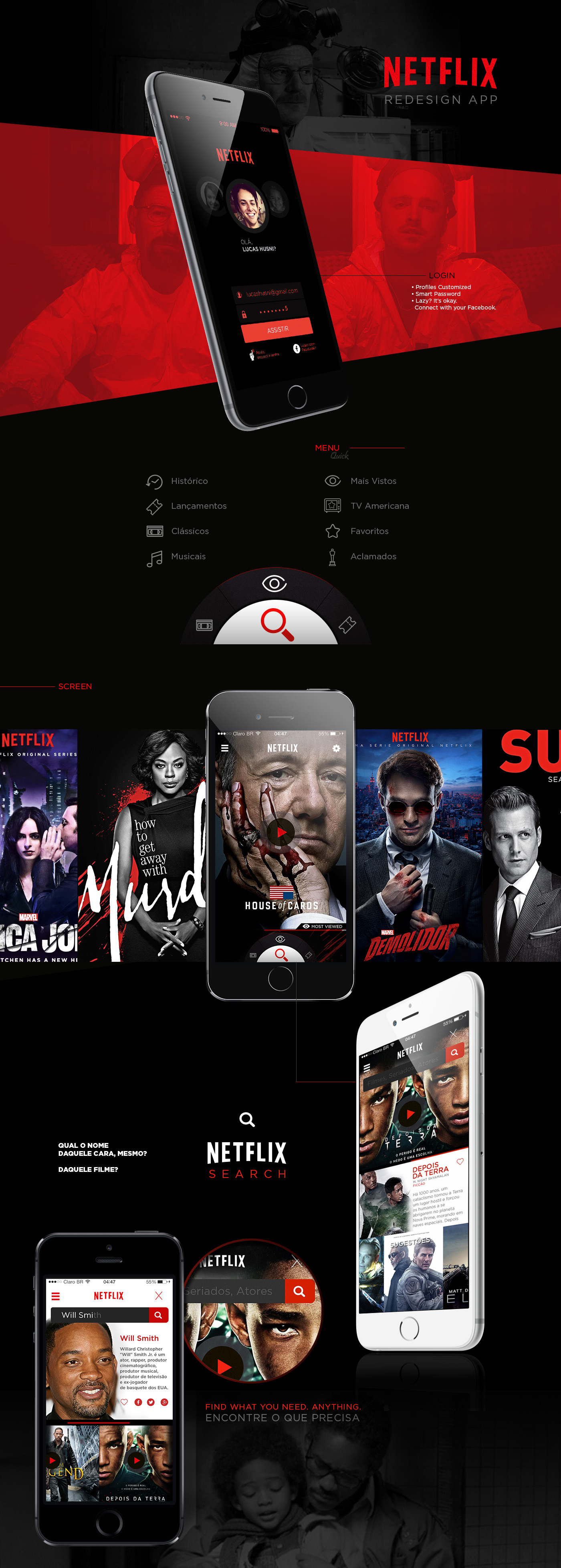 ux UI husni Netflix app ios7 redesign Brasil brasilia iphone