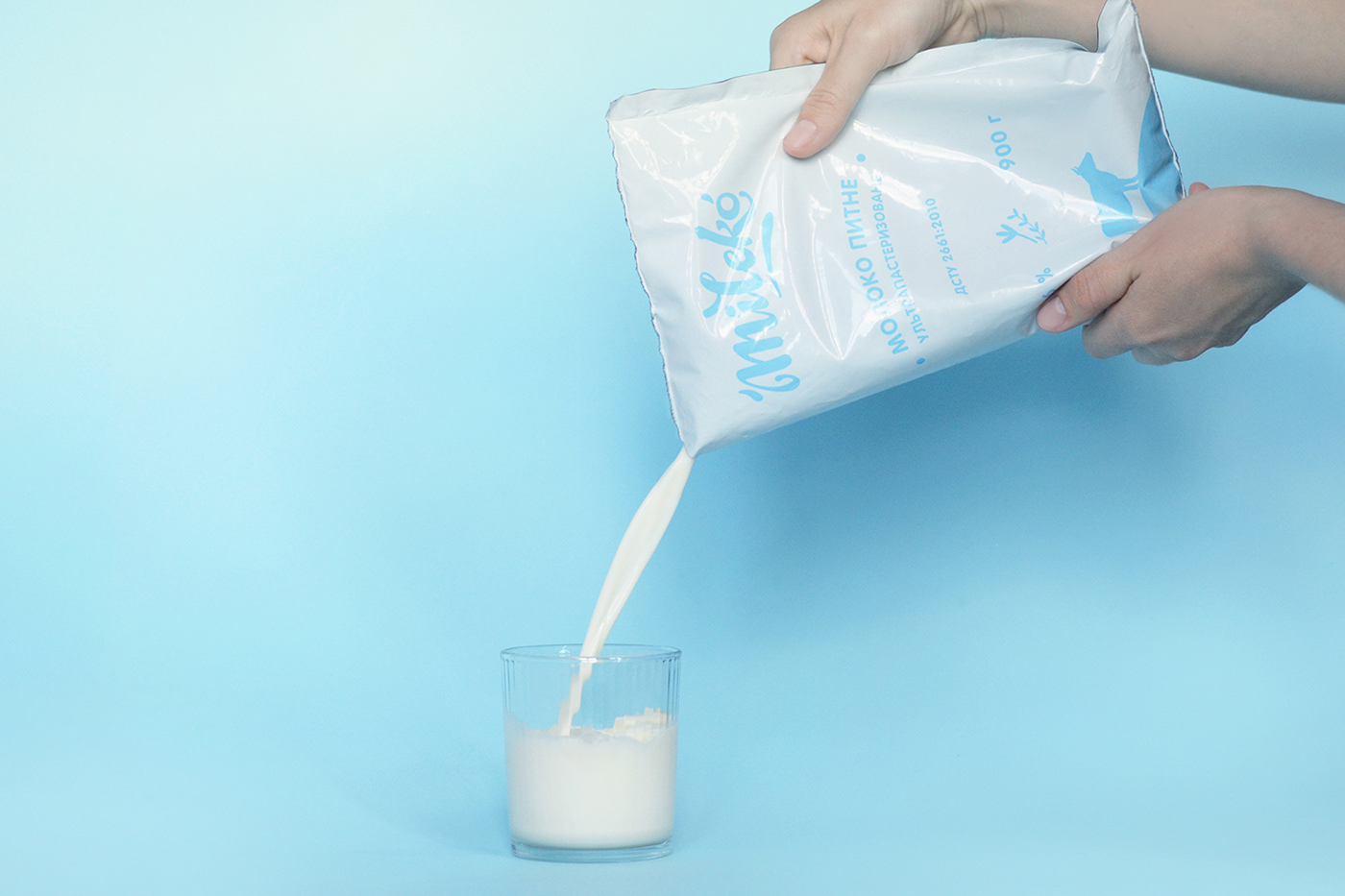 milk cow White packadge milk packaging lettering logo Minimalism blue