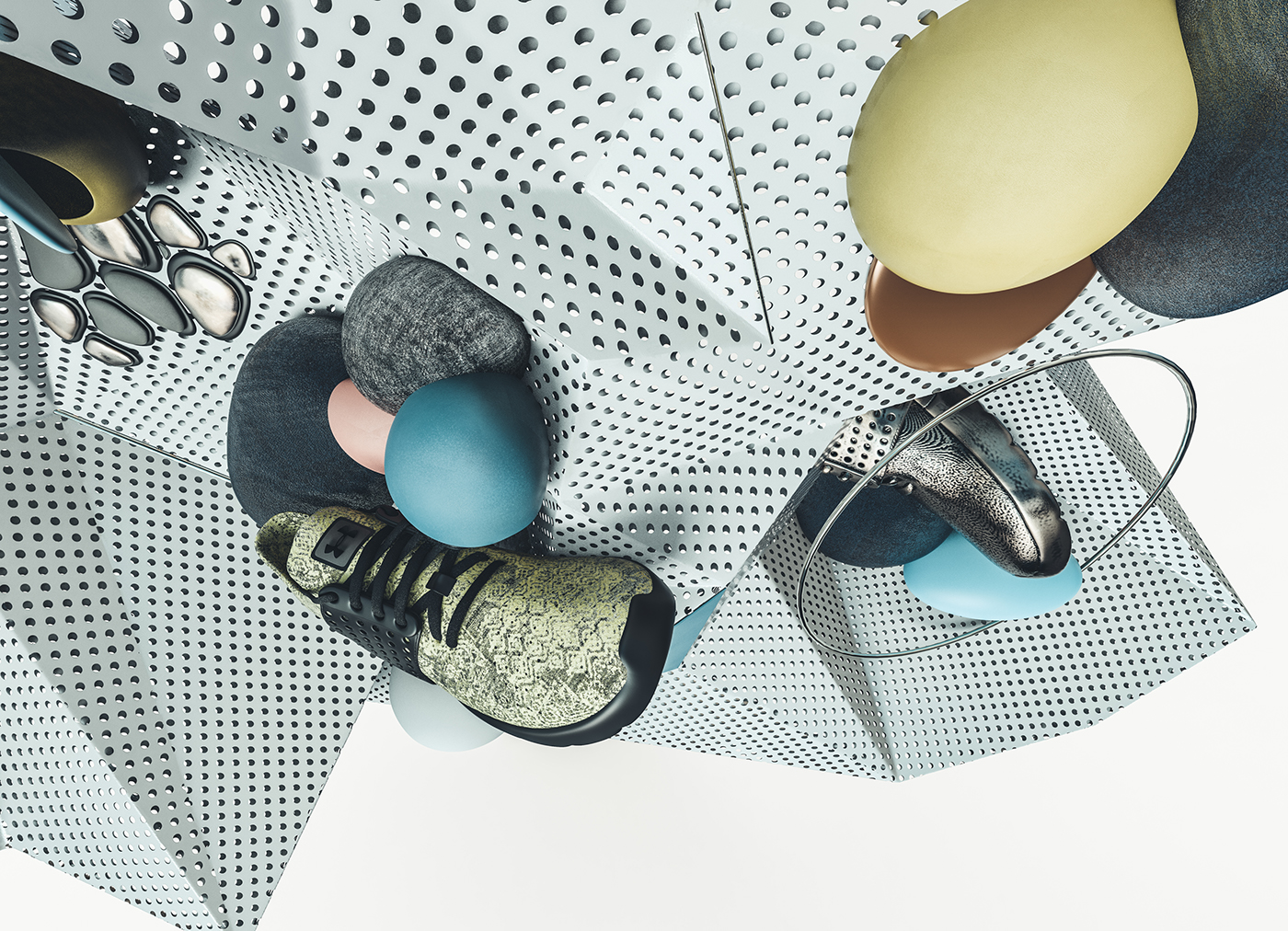 geometry contemporary art 3D shoes Nike adidas UnderArmour polygon generative