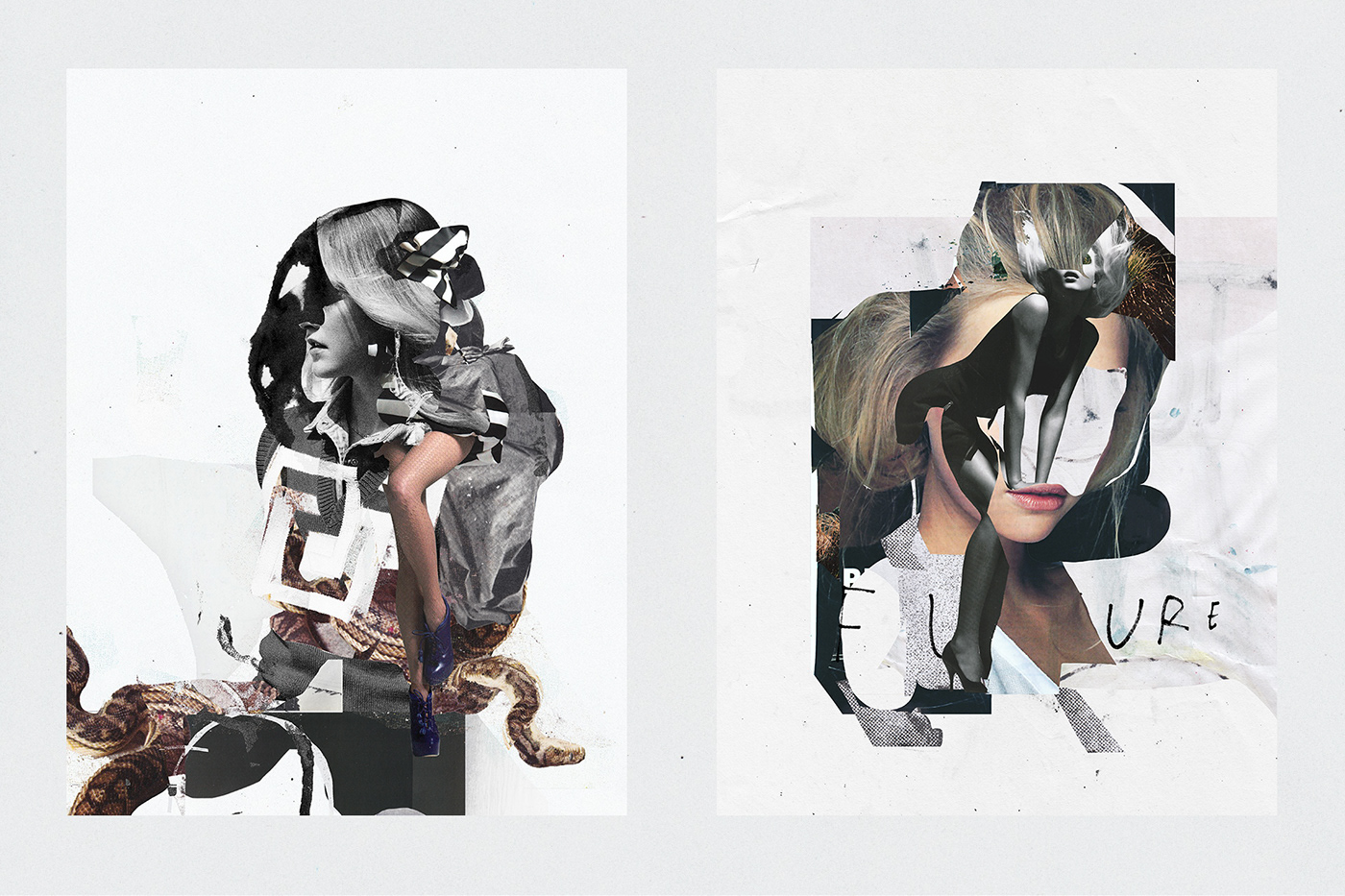 Fashion  collage editorial woman face Urban dreams abstract paper