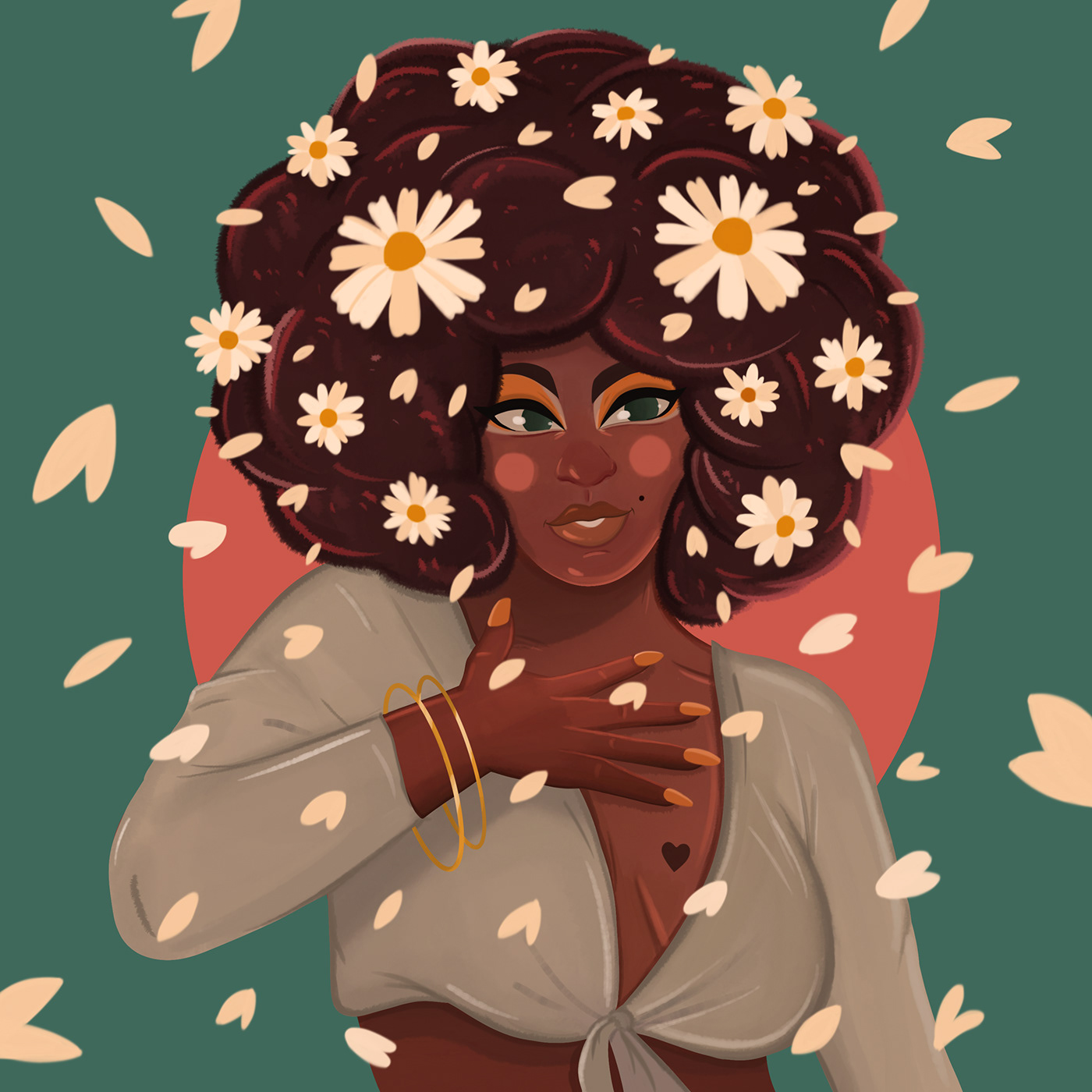 Black Beauty Character design  daisies Digital Art  ILLUSTRATION  pretty girl