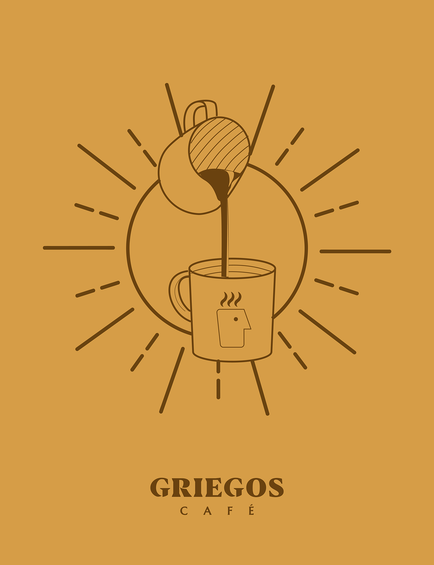 Drawing  digital illustration art concept brand identity Coffee Logo Design Logotype identity