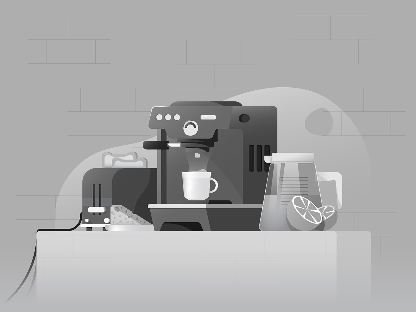 vector Coffee breakfast juice orange ILLUSTRATION  adobe illustrator designer graphic brand identity
