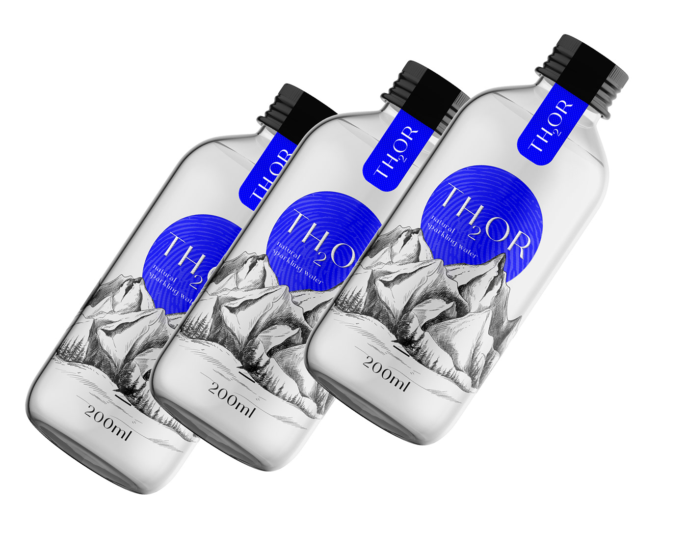 bottle design Label logo mountain natural package sparkling water water label