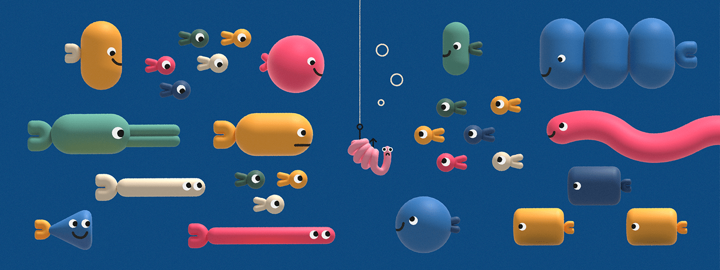 3D editorial ILLUSTRATION  minimal simple Character design Playful Primary colors