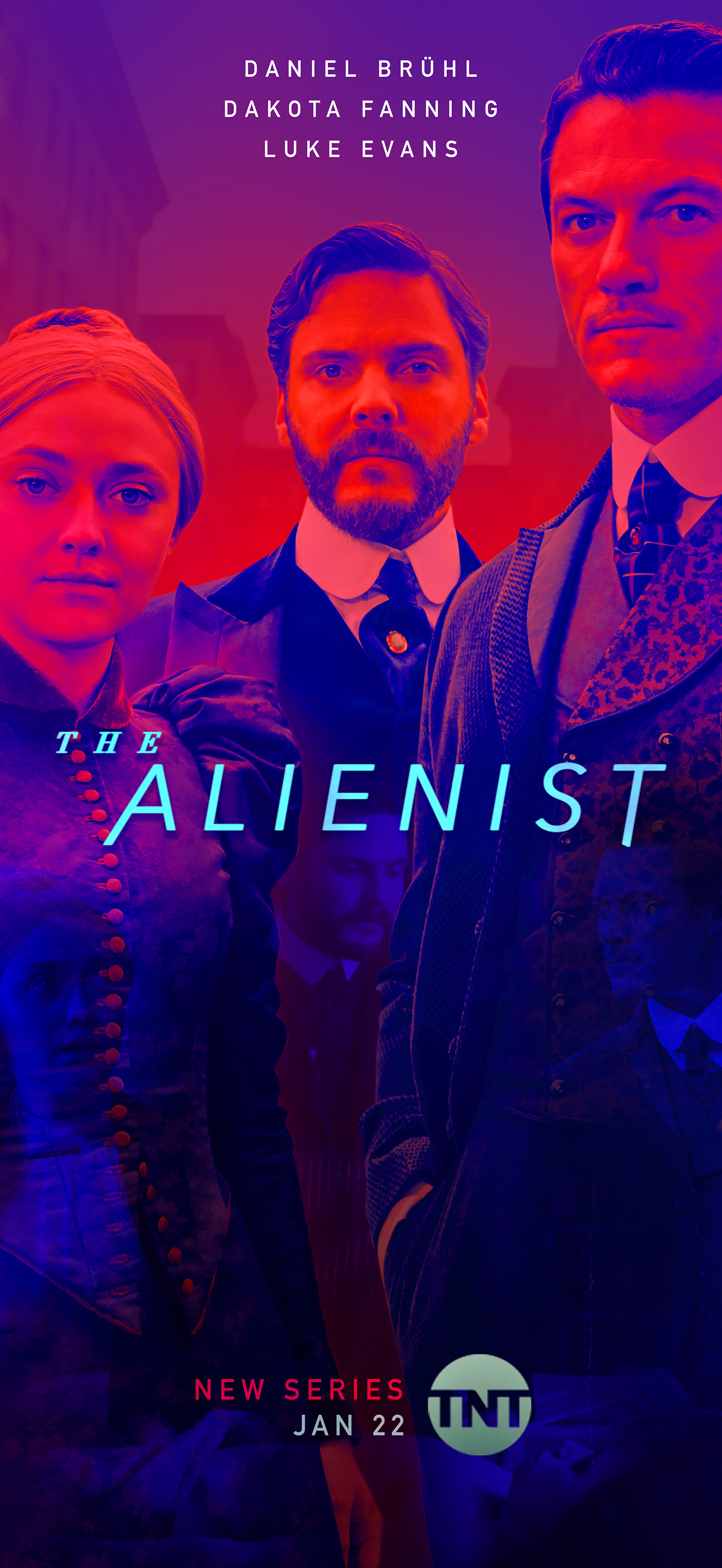 the alienist TNT Elastic key art adobe Photography  Poster Design photoshop typography   graphic design 