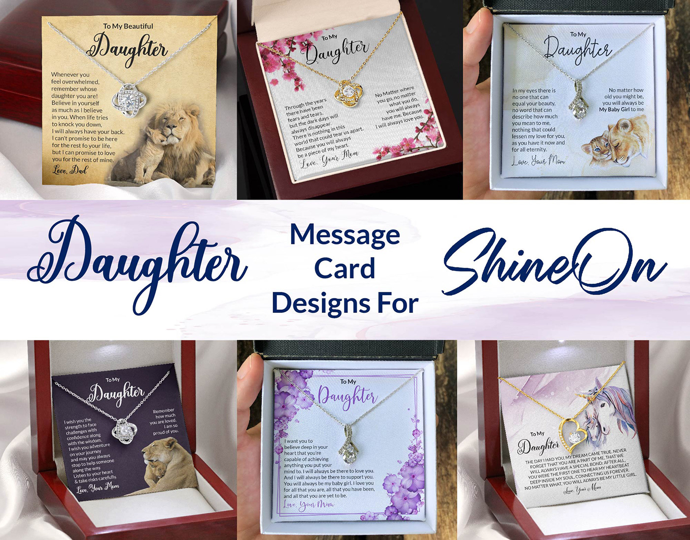 Daughter Necklace Daughter Quotes Jewelry Design  message card message card design Mom to daughter necklace design SHINEON   shineon jewelry Shineon Necklace