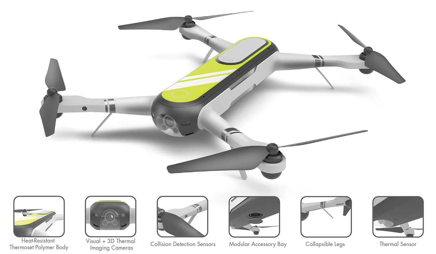 product quadrotors drones Fire fighter Fire Fighting service emergency portfolio design