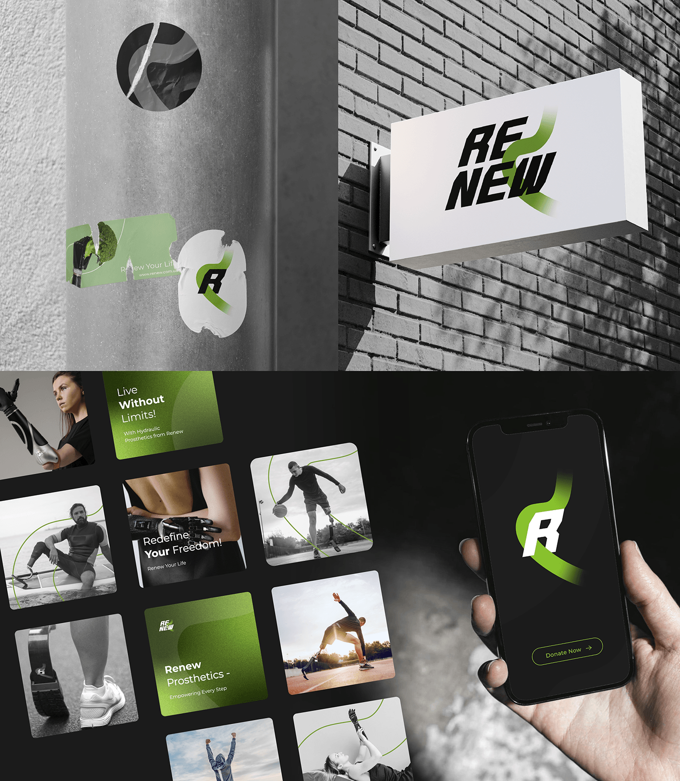 stickers design with logotype. sign on the wall with logotype. mobile with identity. insta posts