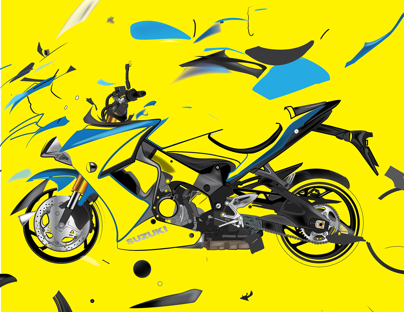 motorcycle vector Racing Vehicle Suzuki brand HiDef detailed fast Bike