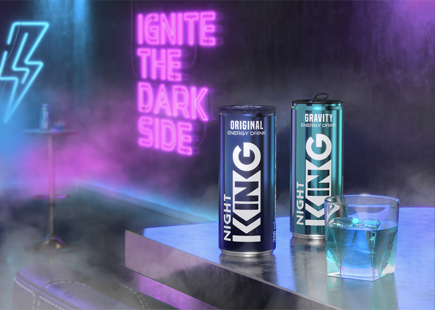energy drink posm POSM design 3D Poster Design nightking photomontage Render
