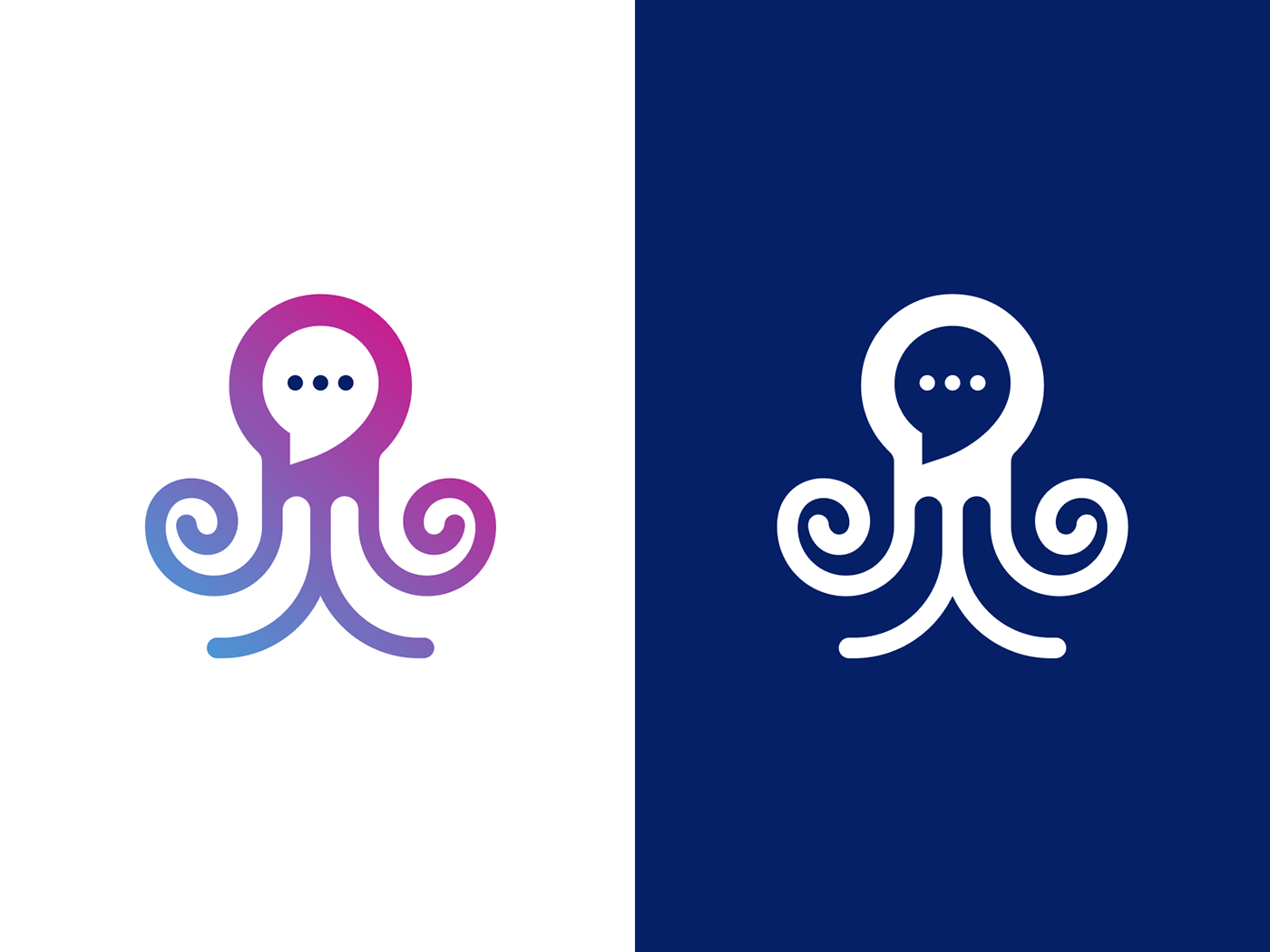 Brand Design brand identity Chat Logo Design Logotype octopus presentation Startup Technology visual identity