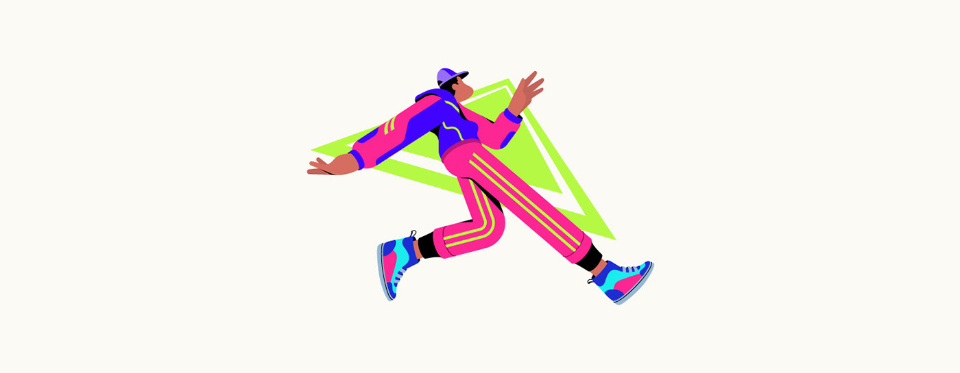 dancer skateboard beats music Character design  funky neon boombox Hipster shoes