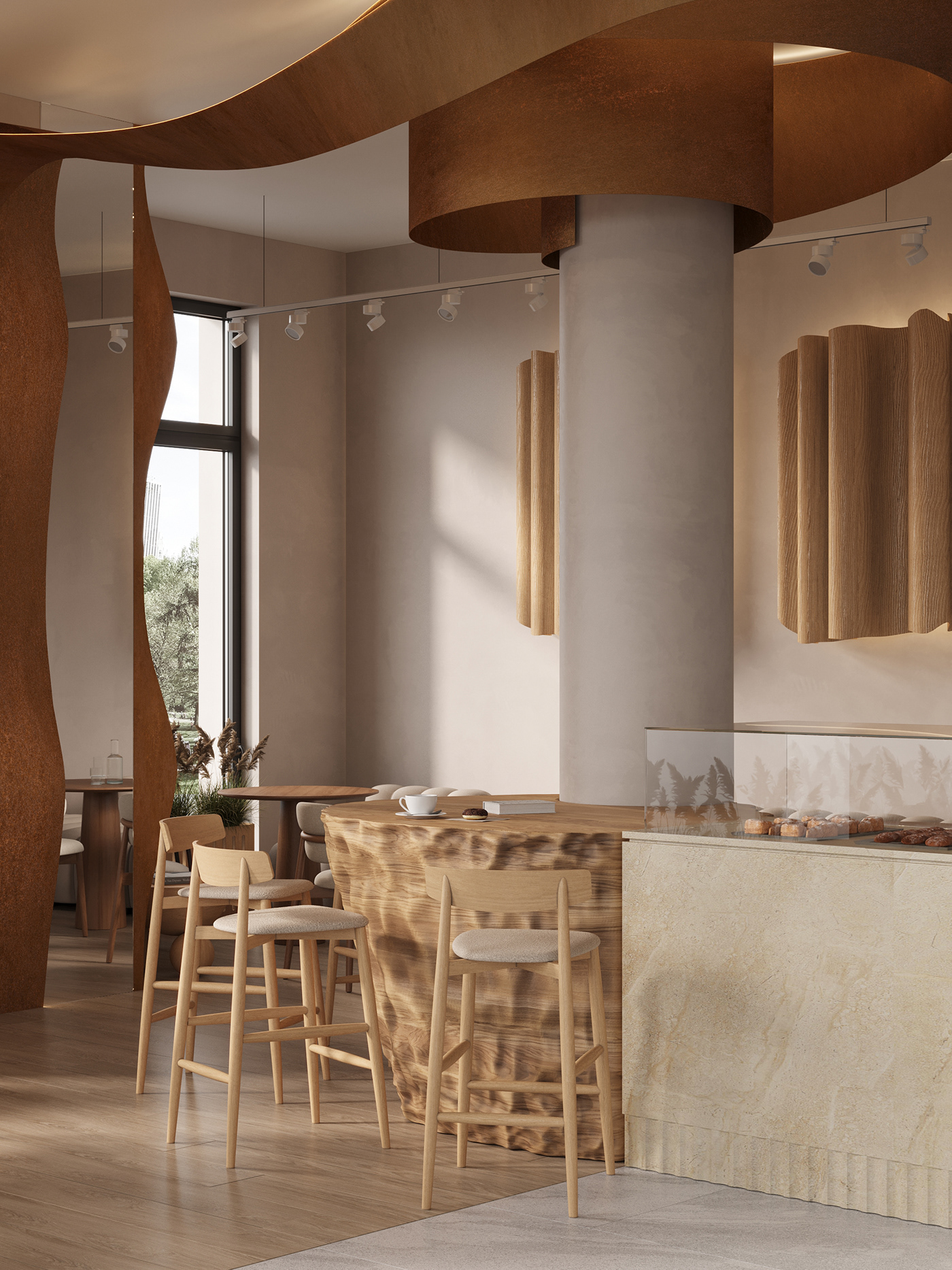 3ds max architecture bakery cafe corona design interior design  modern visualization vray