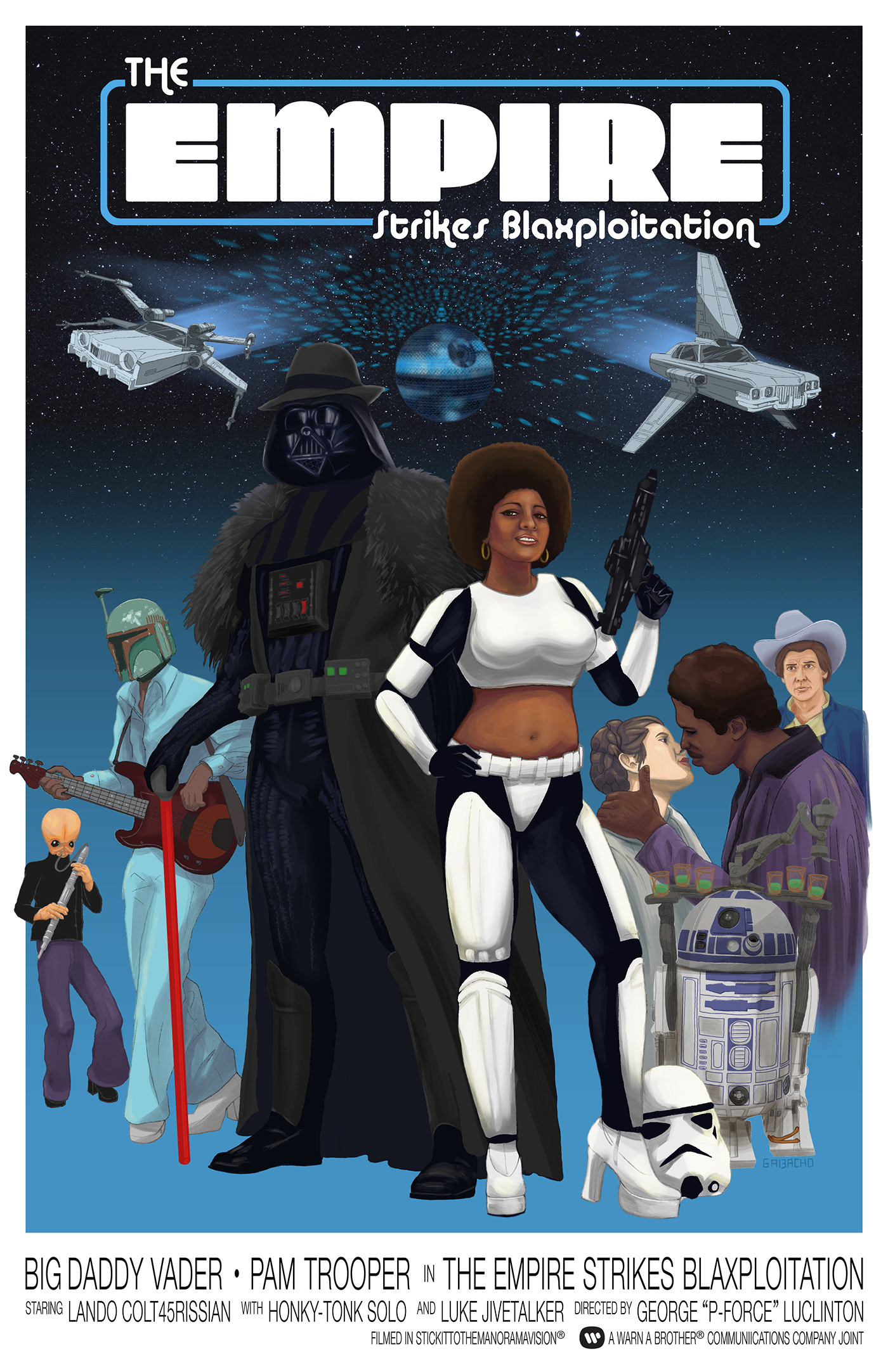 blaxploitation boba fett darth vader Empire Strikes Back illustrations Pam Grier star wars storm trooper Urban Arts