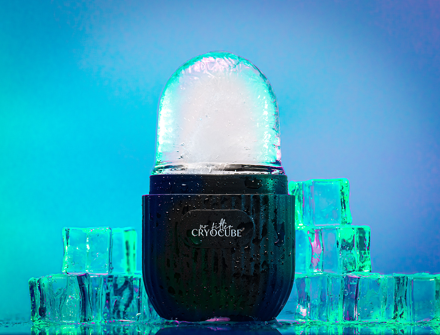 Product Photography boise Idaho facial frozen cold water cryocube ice wet
